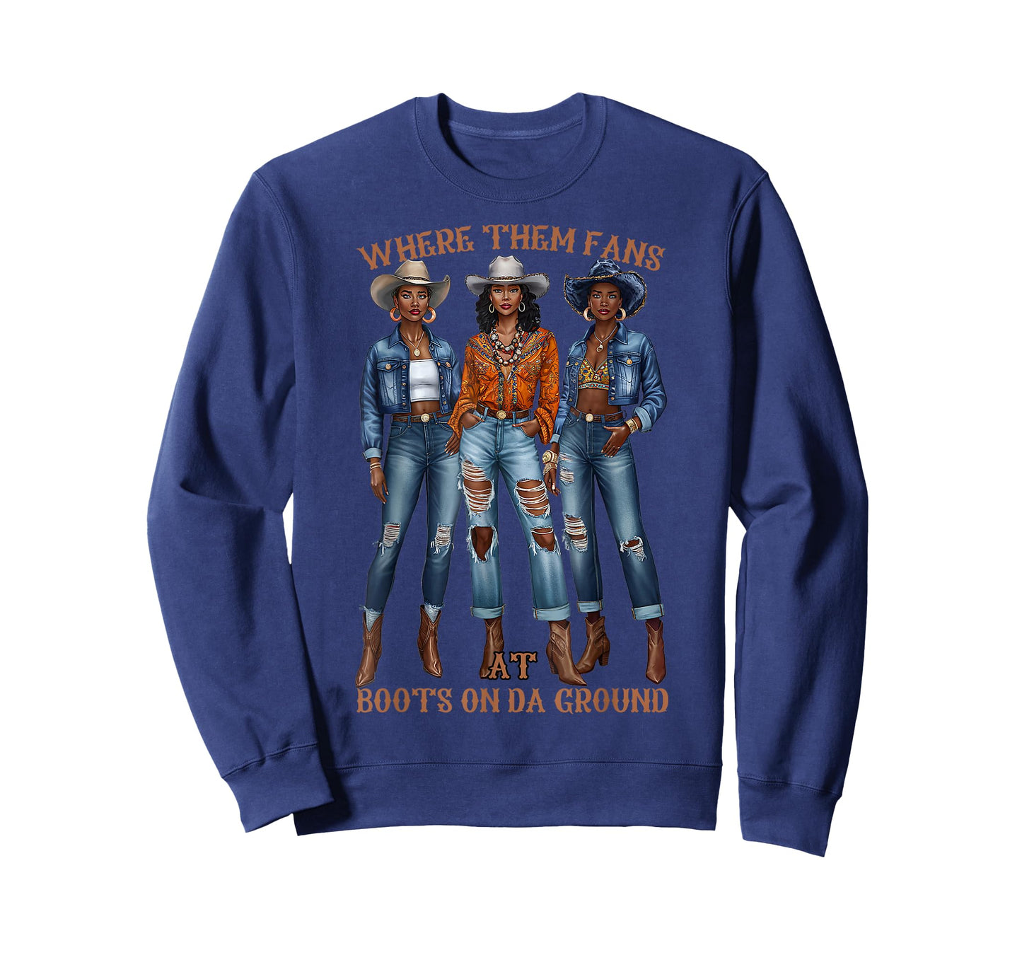 Where Them Fans At Boots On Da Ground Melanin Black Cowgirl T-Shirt