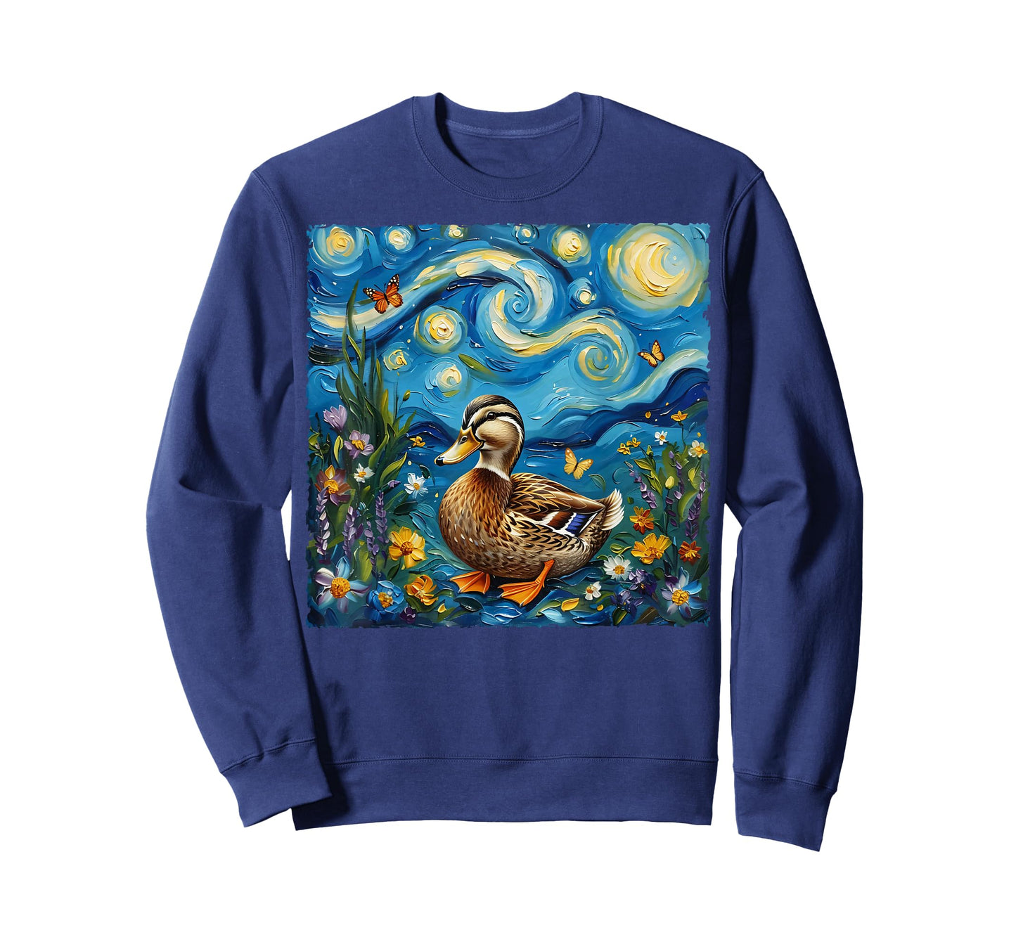 Van Gogh's Starry Night Style Earth Day Duck Wildlife Art T-Shirt