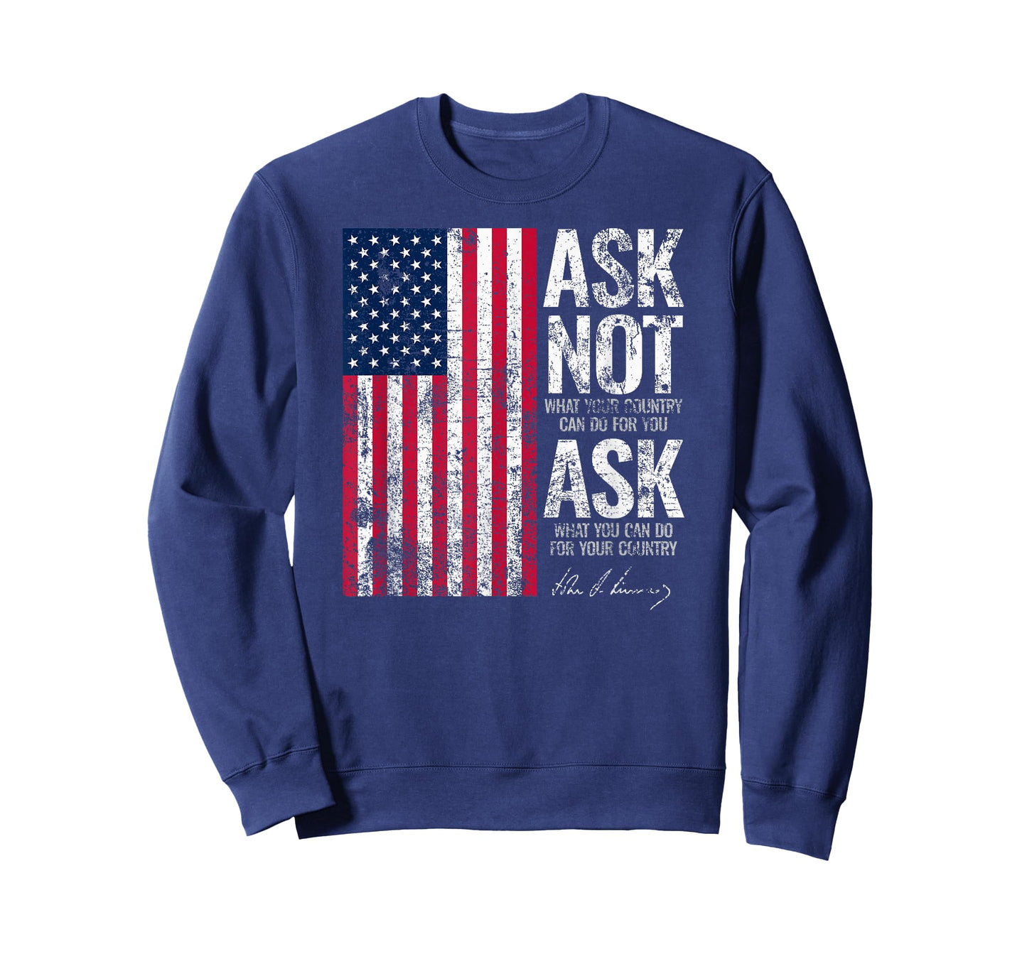 Utopia Sport Kennedy Shop JFK John F. Kennedy Ask Not Quote Distressed Print Unisex-Adults, Unisex-Kids T-Shirt, Black, Small, Short Sleeve
