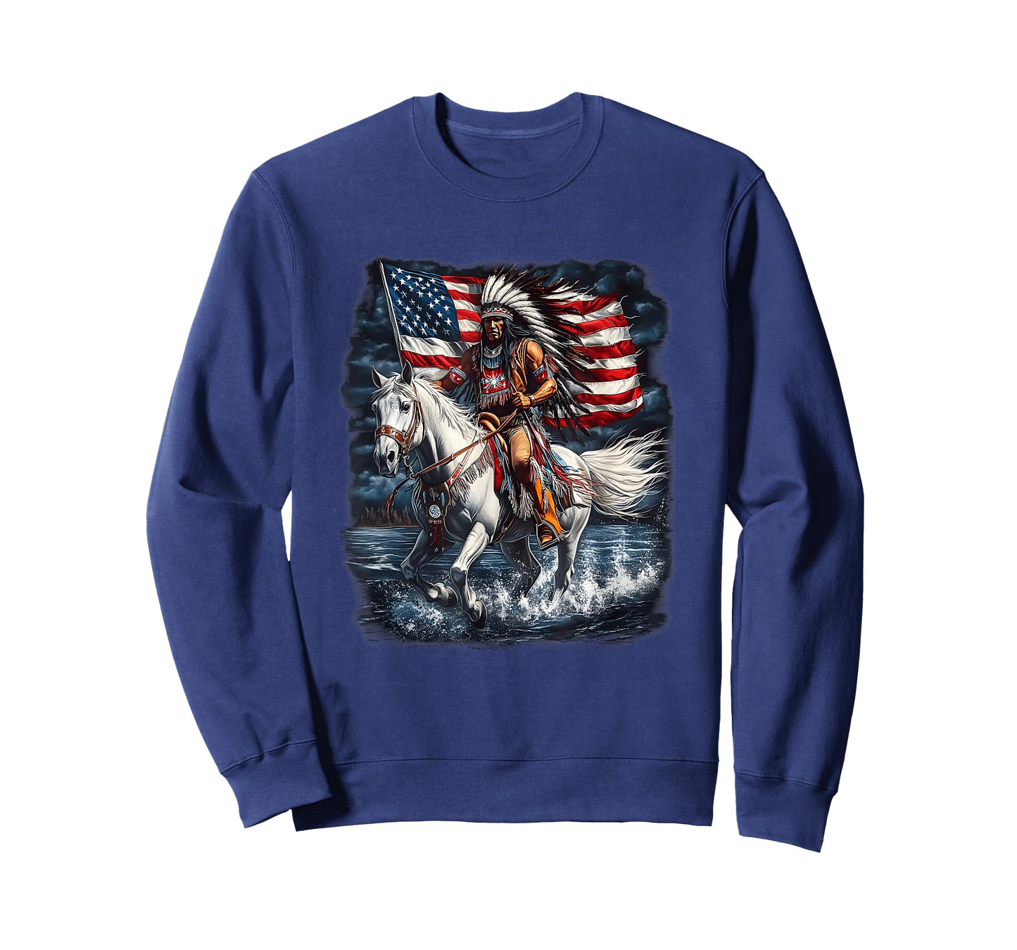 Native American Day Flag Indian Riding Horse 4Th of July T-Shirt