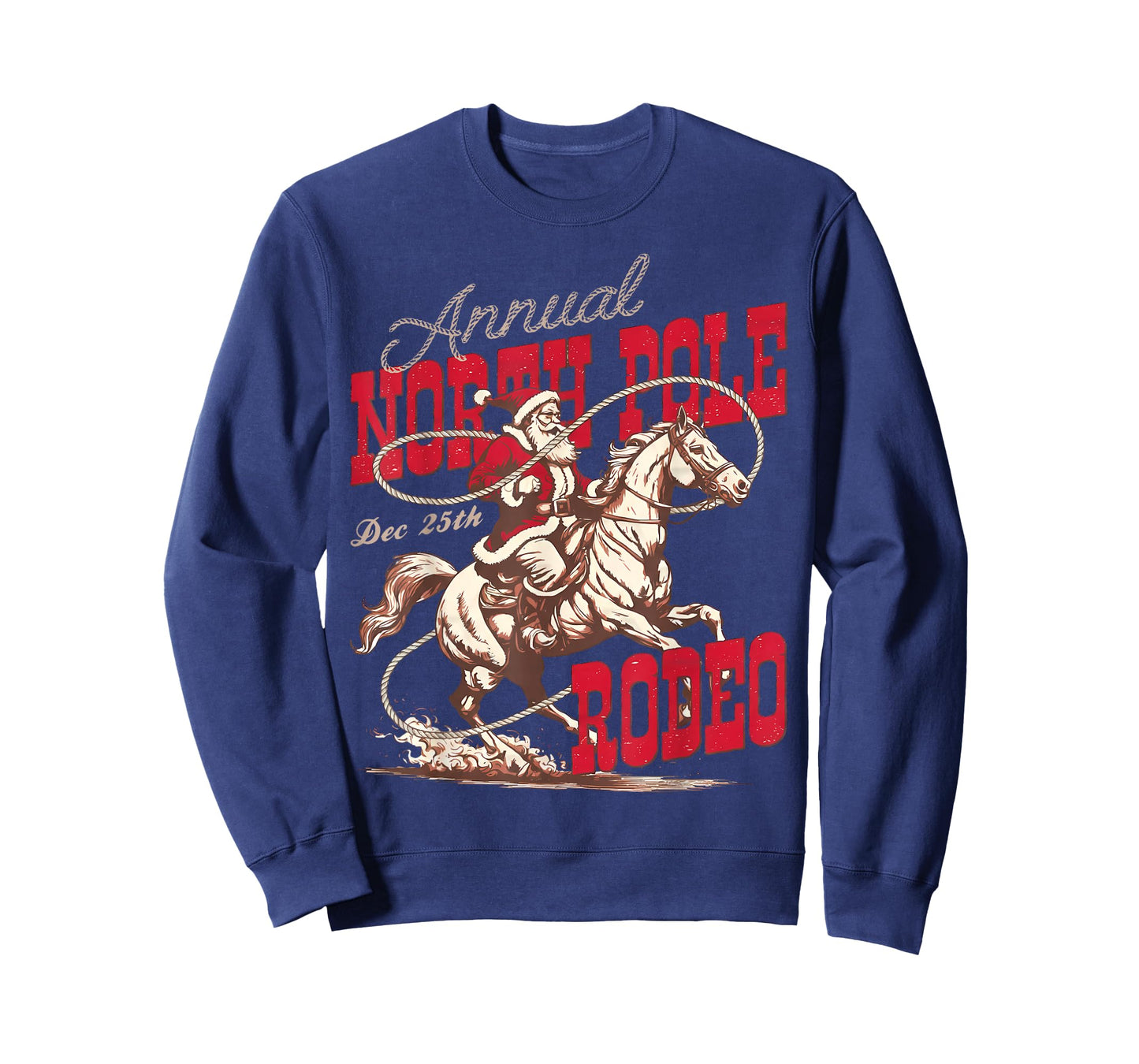 Vintage North Pole Rodeo Cowboy Santa Country Christmas T-Shirt