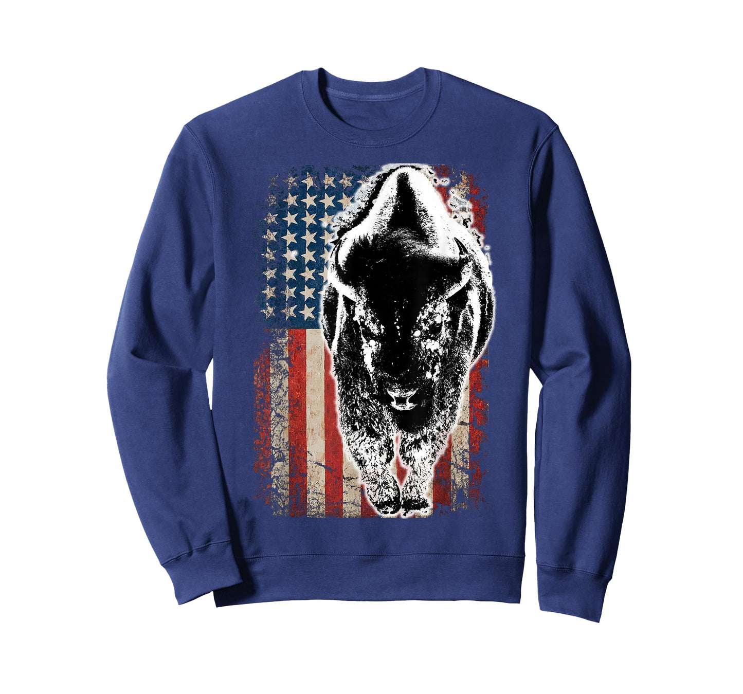 Vintage Buffalo American Flag Bison Patriotic Gift T-Shirt