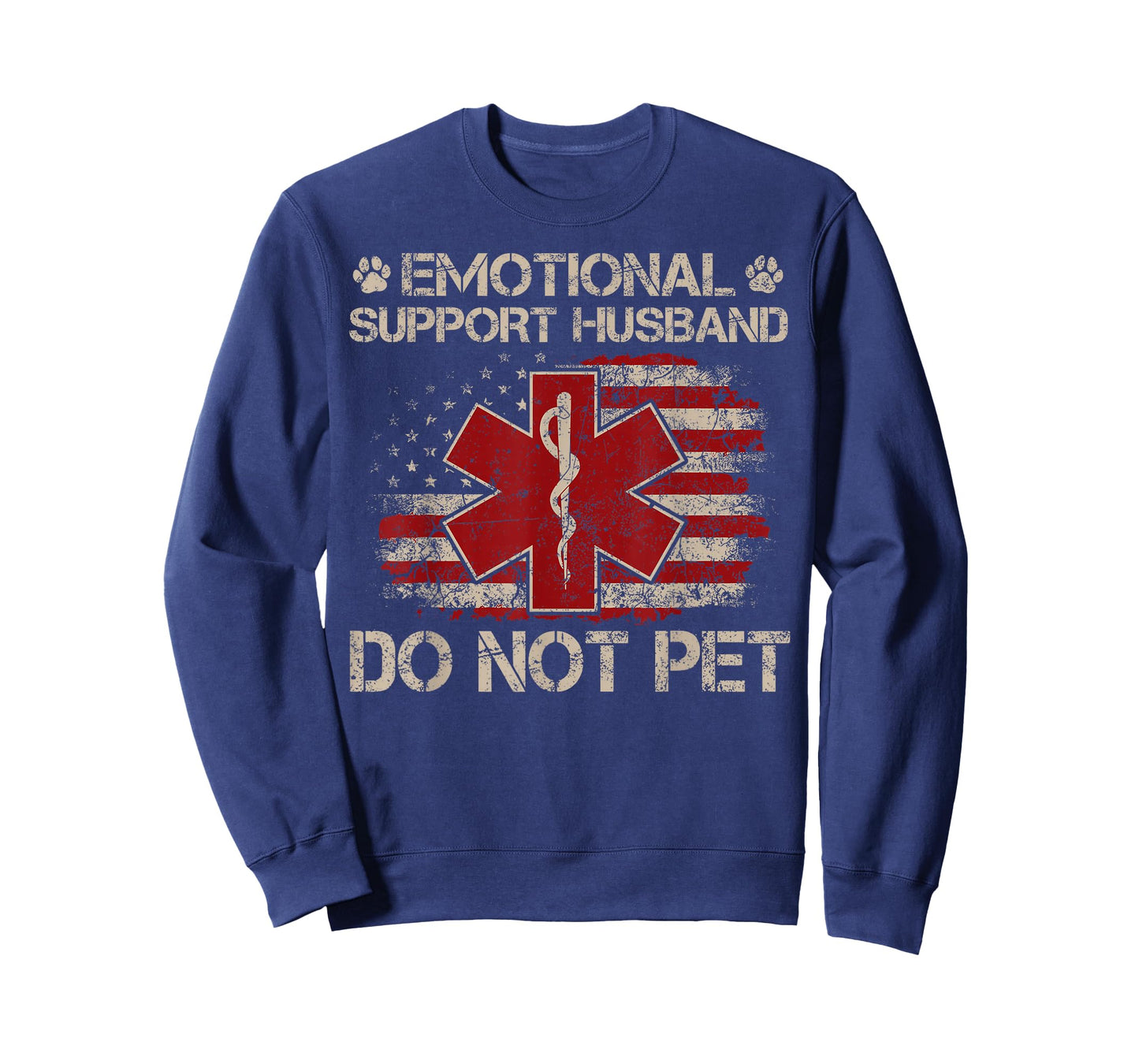 Emotional Support Husband Do Not Pet - Vintage American Flag T-Shirt
