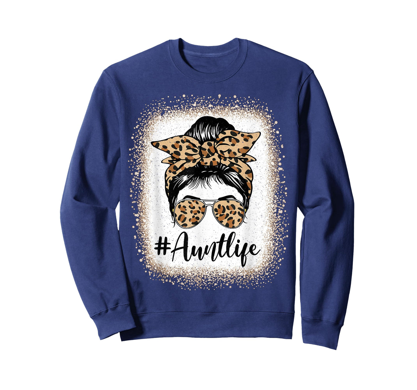 Aunt Life Bleached Leopard Messy Bun Auties Girl Mothers day T-Shirt