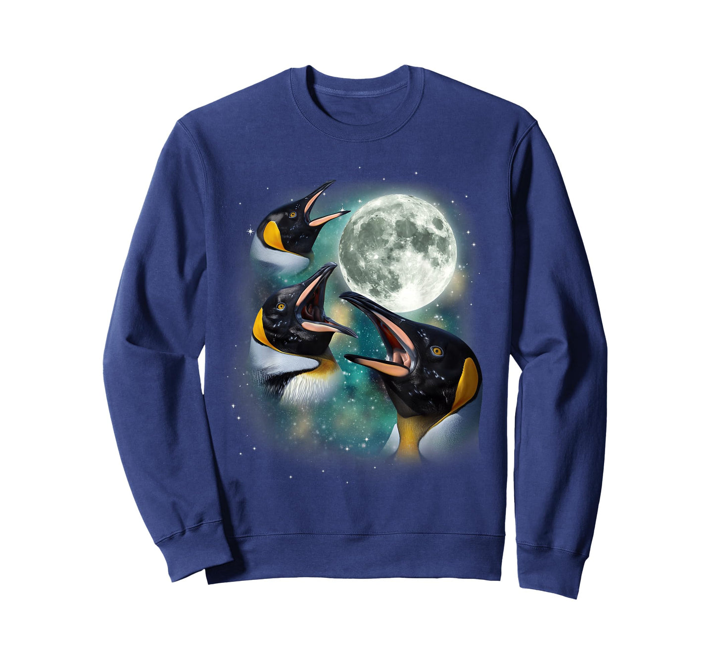Three Penguin Moon | 3 Funny Antarctic Birds Howling Parody T-Shirt