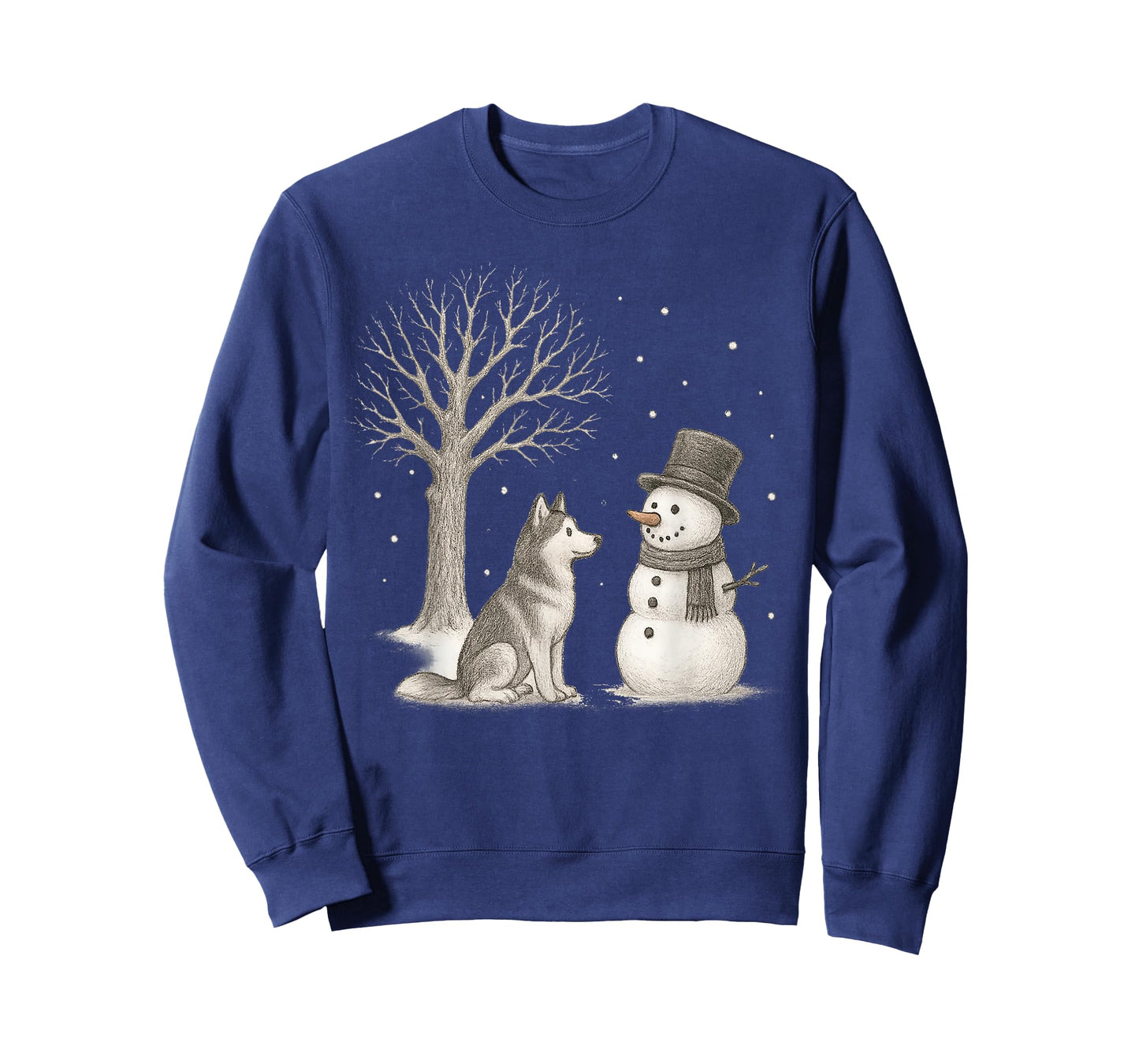 Husky Dog Snowman Winter Vintage Christmas Funny T-Shirt