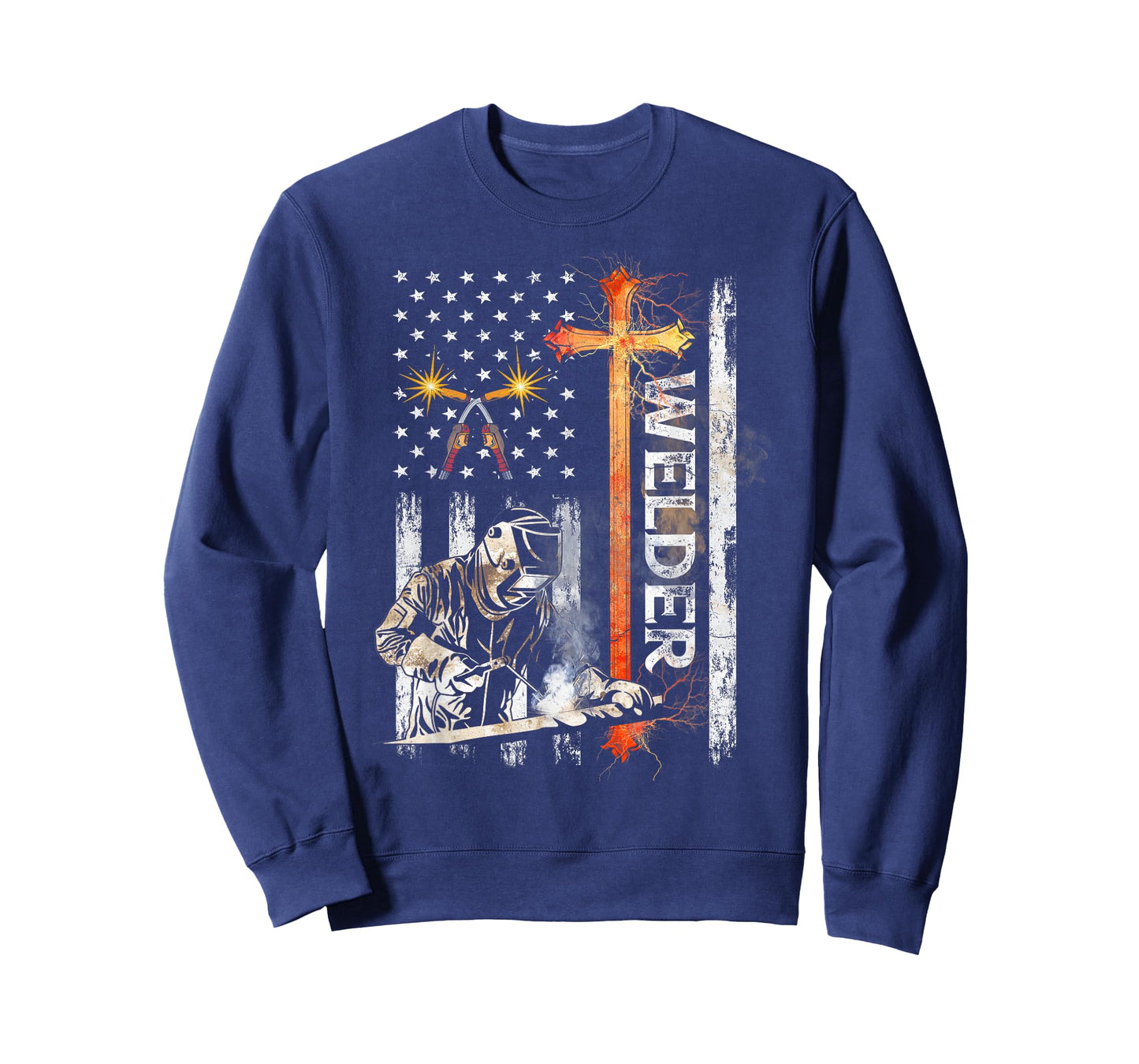 Welder American Flag Welding Faith Cross Christian T-Shirt