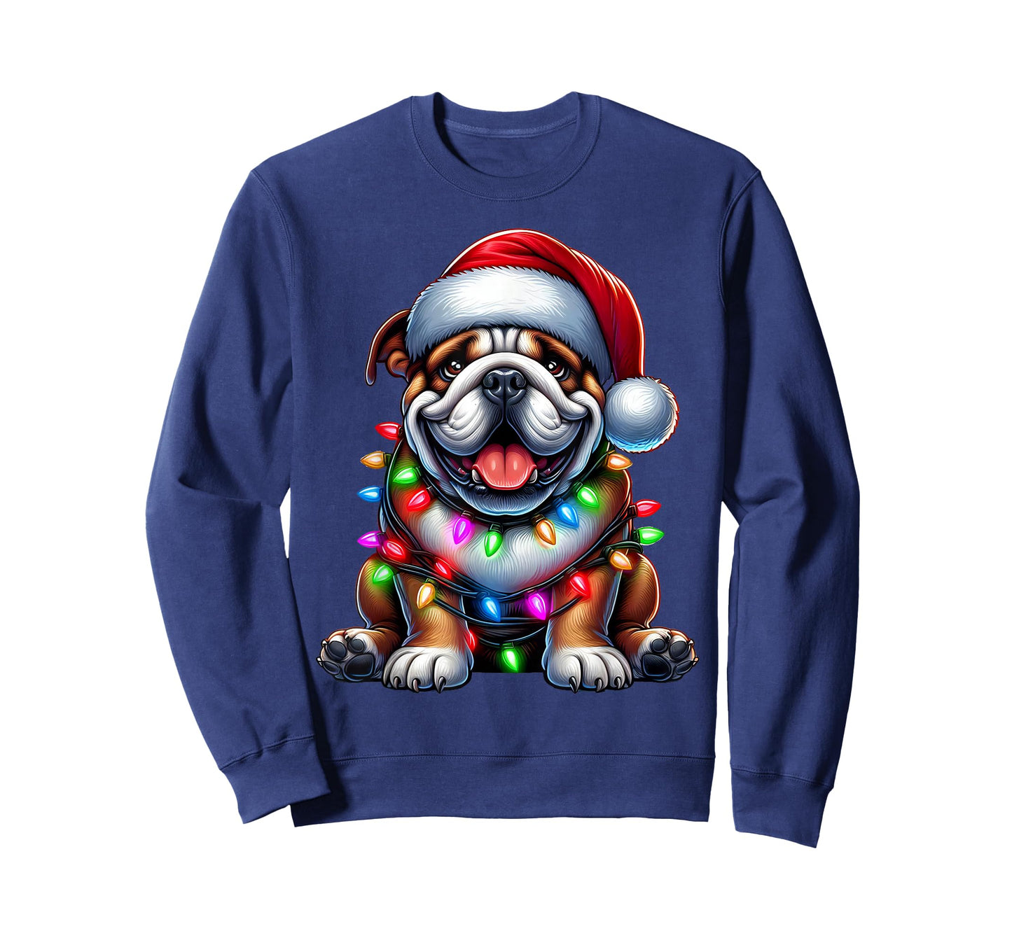 English Bulldog Christmas Tree Lights Xmas Pajama Dog Lover T-Shirt