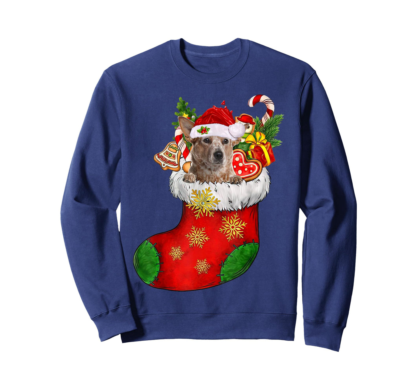 RED Heeler In Sock Christmas Santa Hat Xmas Dog Lover T-Shirt for Men Women