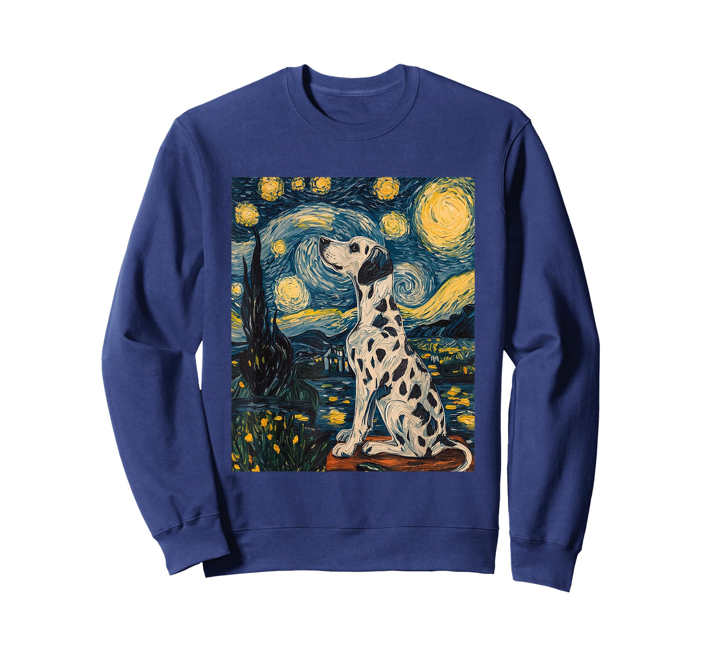 Cute Dalmatian Dog Doggy - Van Gogh Style - Starry Night T-Shirt