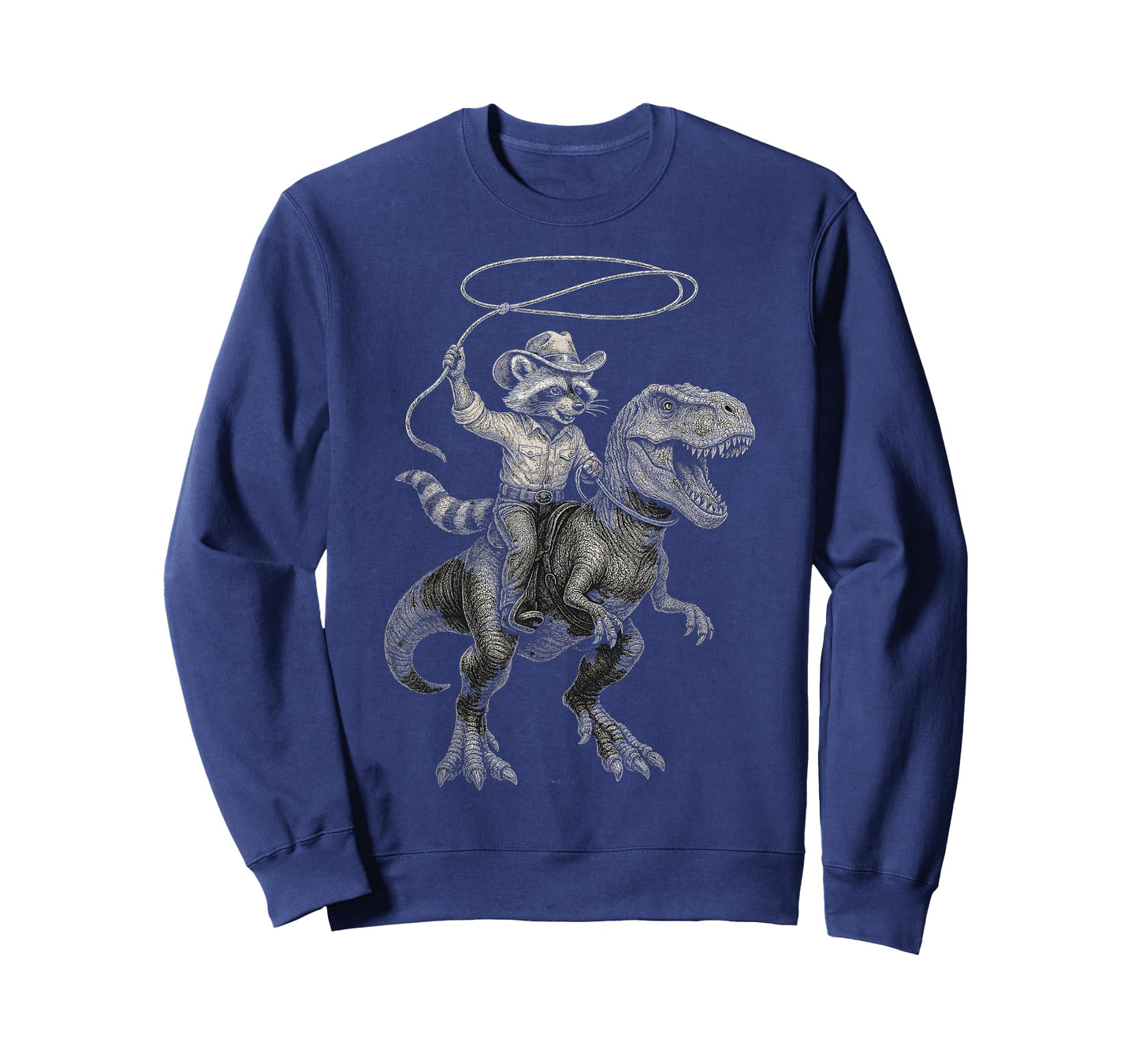 Vintage Raccoon Cowboy Western Trash Panda Riding T-rex T-Shirt