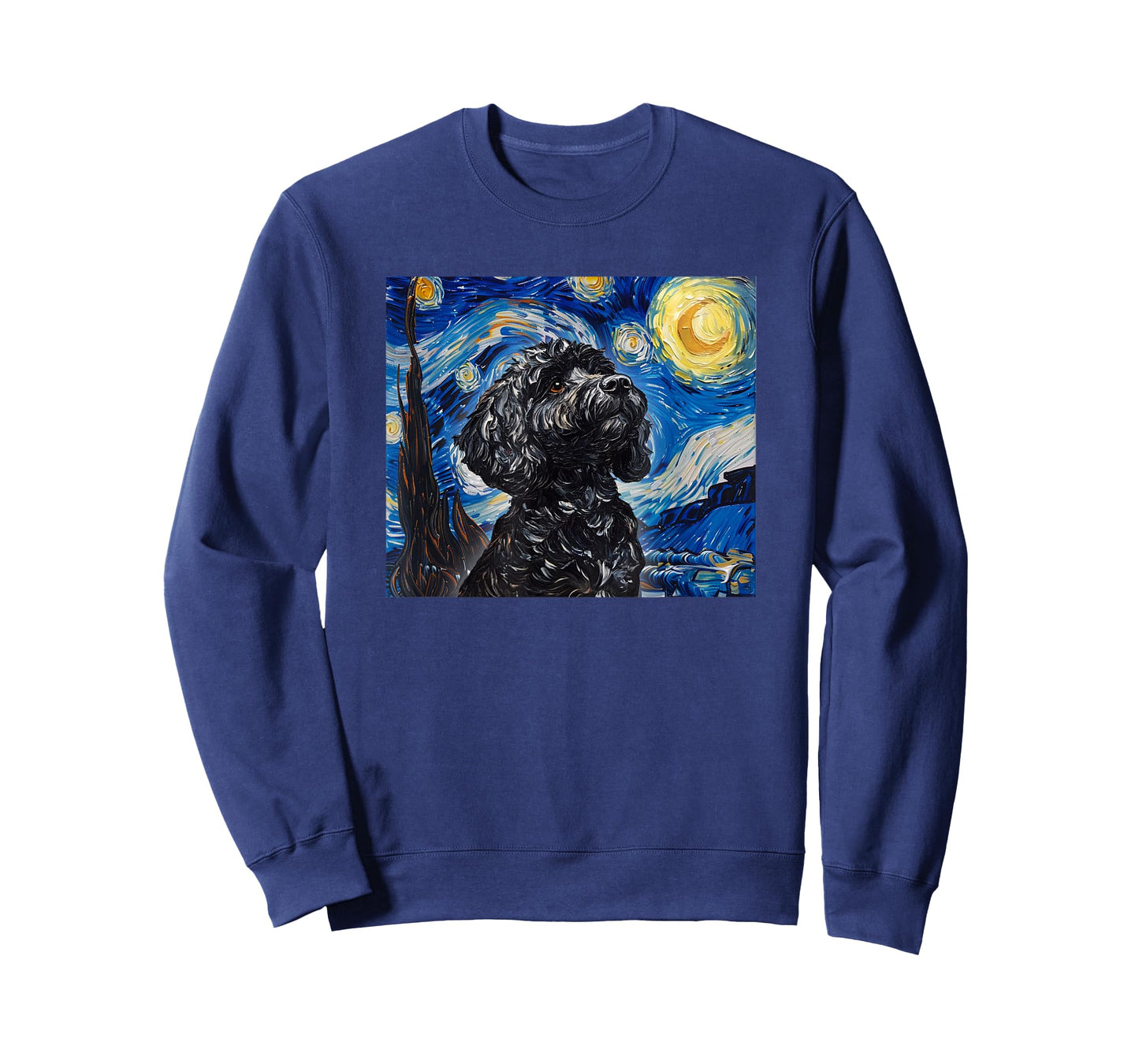 Cute Illustration Painting Starry Night Black Cockapoo Lover T-Shirt