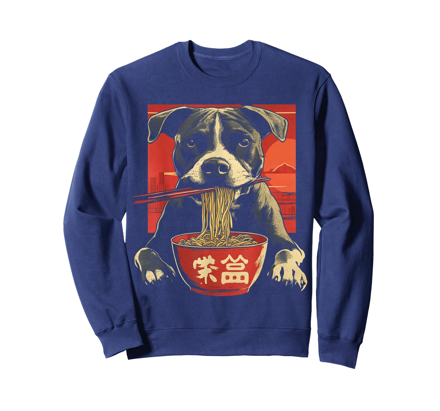 Pitbull Funny Dog Eating Ramen Noodles T-Shirt