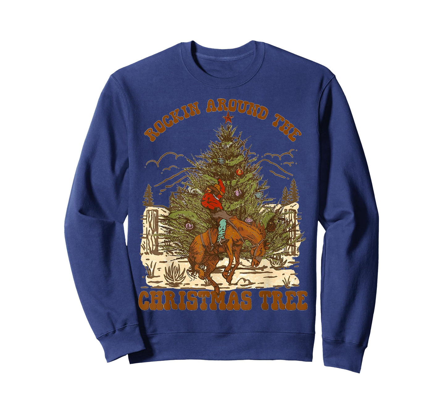 Rockin' Around Christmas Cowboy Tree Santa Ride Horse Pajama T-Shirt