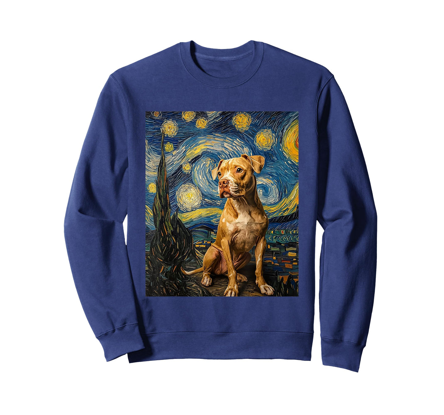 Pitbull Dog Pit Bull Pittie - Van Gogh Style - Starry Night T-Shirt