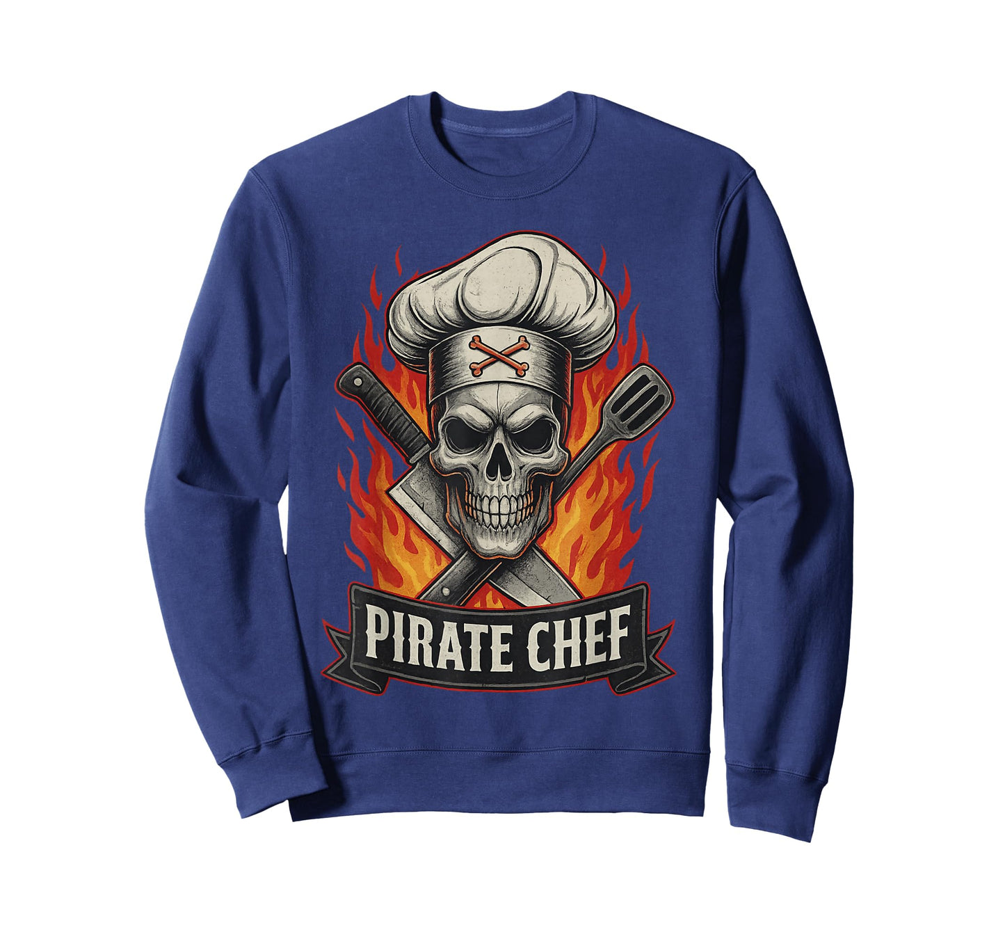 Pirate Chef Hat Knife Skull Funny Cook Restaurant Cooking T-Shirt
