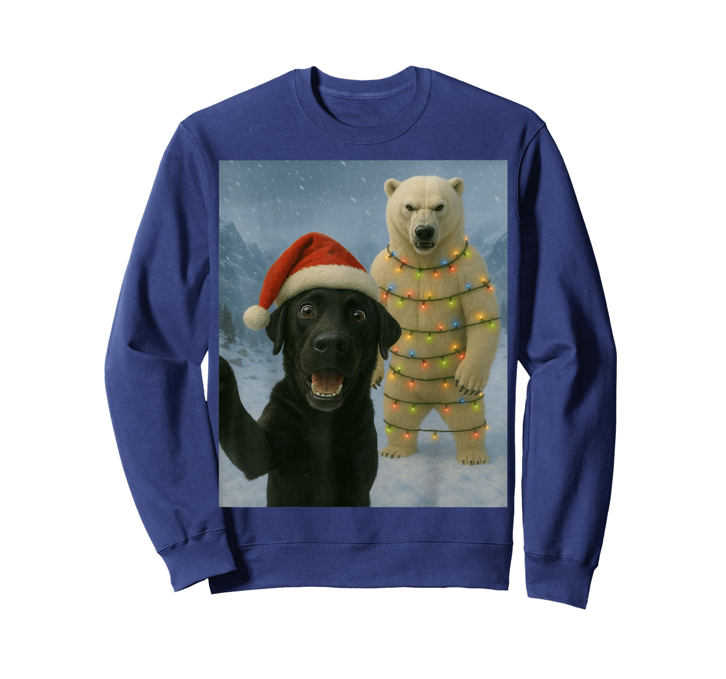 Funny Black Labrador Dog Selfie Polar Bear Christmas Humor T-Shirt
