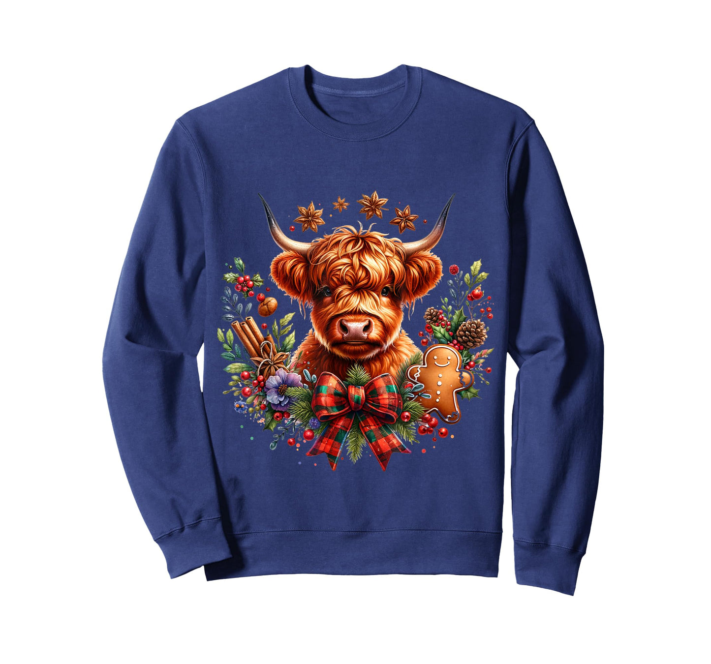 Funny Xmas Merry Moo Cows Cute Highland Cow Christmas Lights T-Shirt