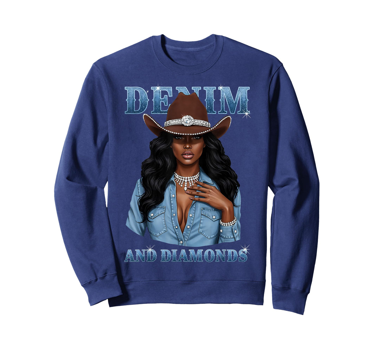 Denim and Diamonds African Melanin Cowgirls Western T-Shirt