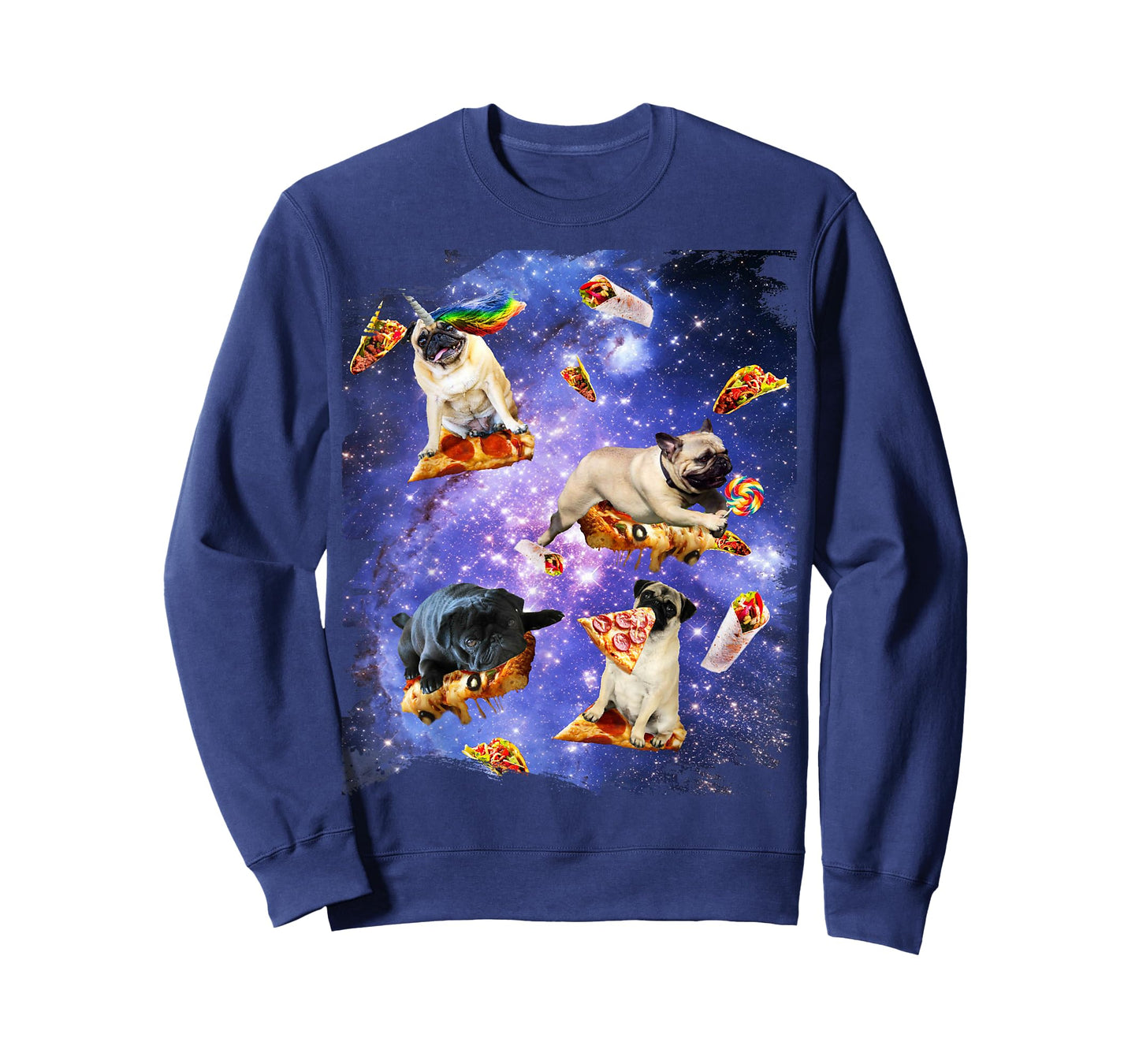 Space Dog Pug Eating Pizza, Galaxy Pugs T-Shirt