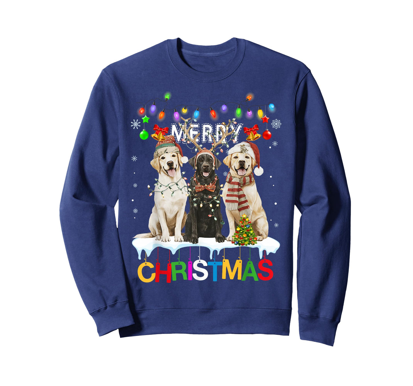 Cute Three Labrador Dogs Christmas for Women Men T-Shirt