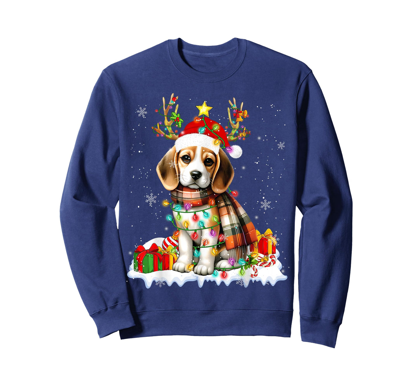 Santa Beagle Christmas Lights Funny Reindeer Dog Xmas 2026 T-Shirt