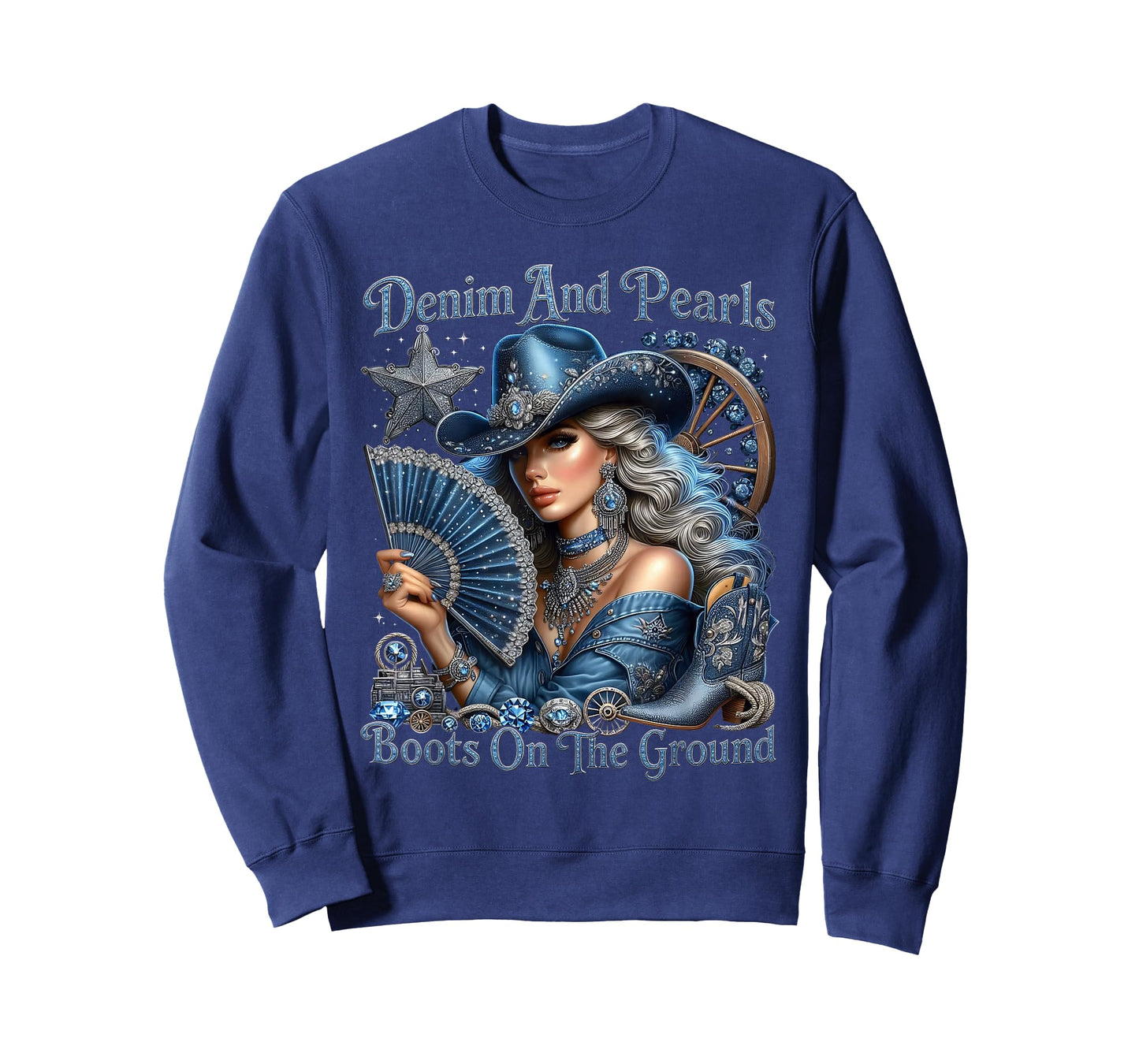 Denim and Pearl Cowgirls Western Boots On The Ground T-Shirt