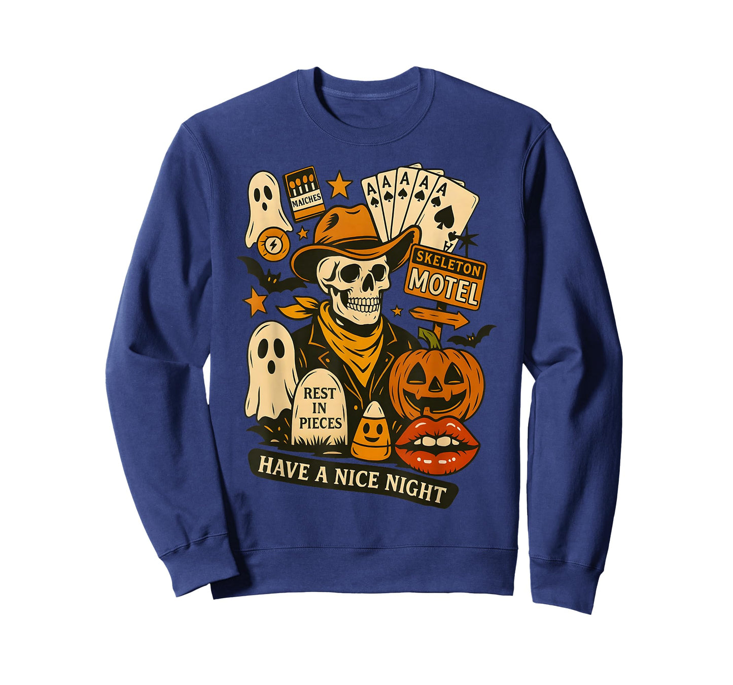 Have A Nice Night Cowboy Spooky Western Skeleton Collage T-Shirt