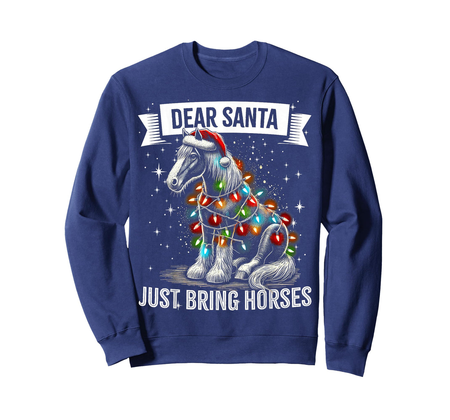 Dear Santa Just Bring Horses Horse Christmas Lights Pajama T-Shirt