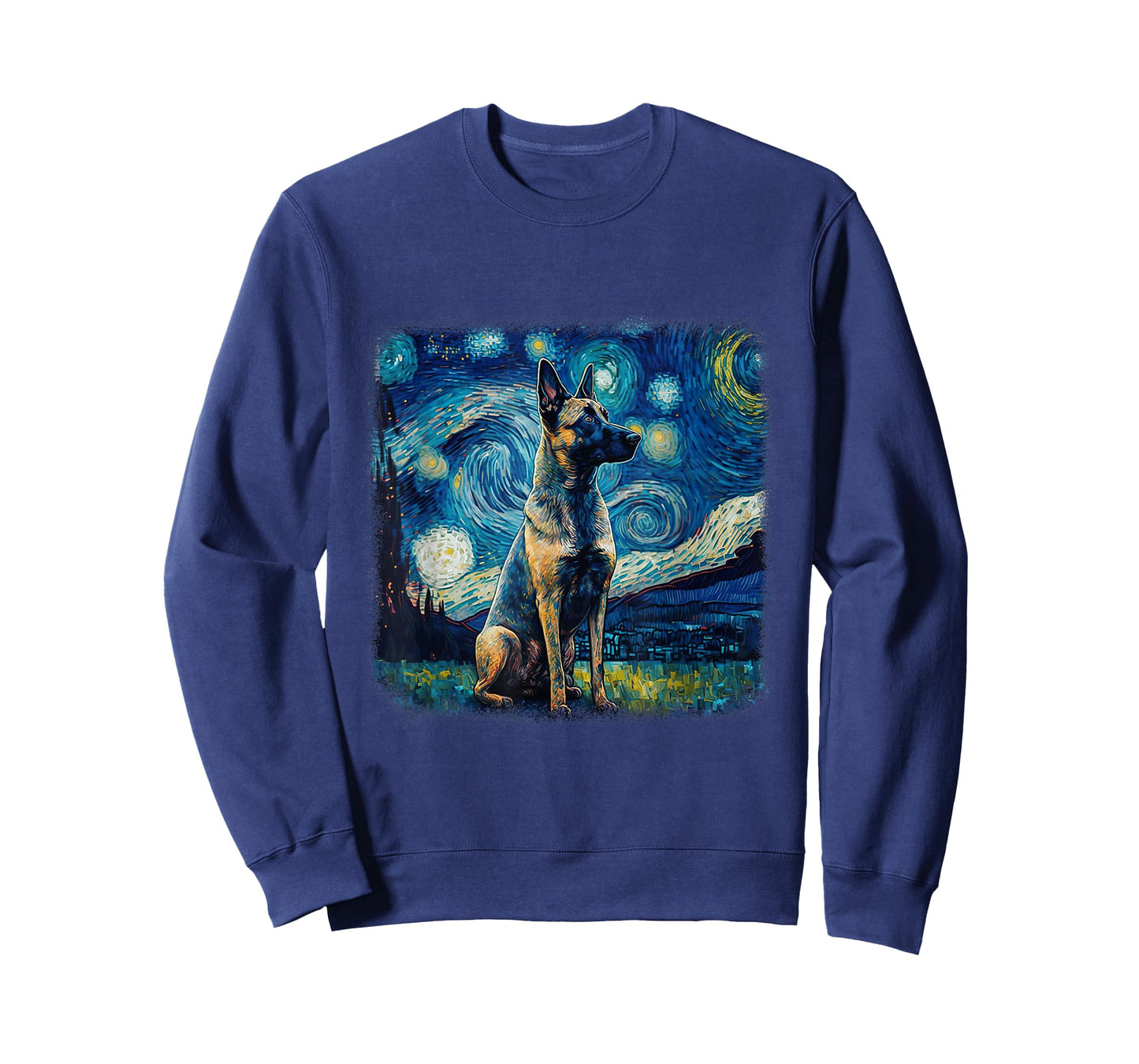Dog in Starry Night Van Gogh Belgian Malinois T-Shirt