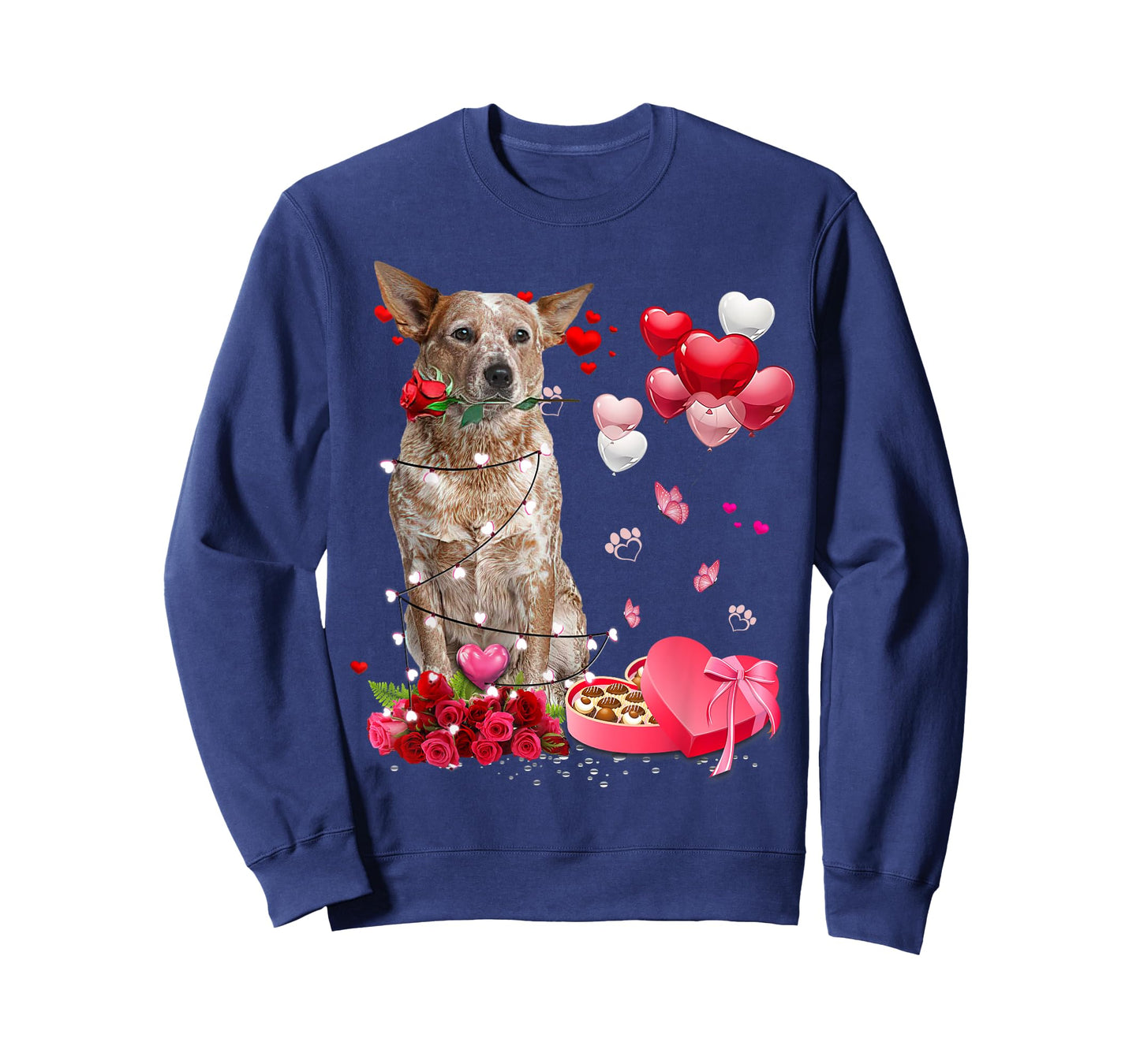Funny Red Heeler Rose Heart Happy Valentine Day Dog Mom T-Shirt