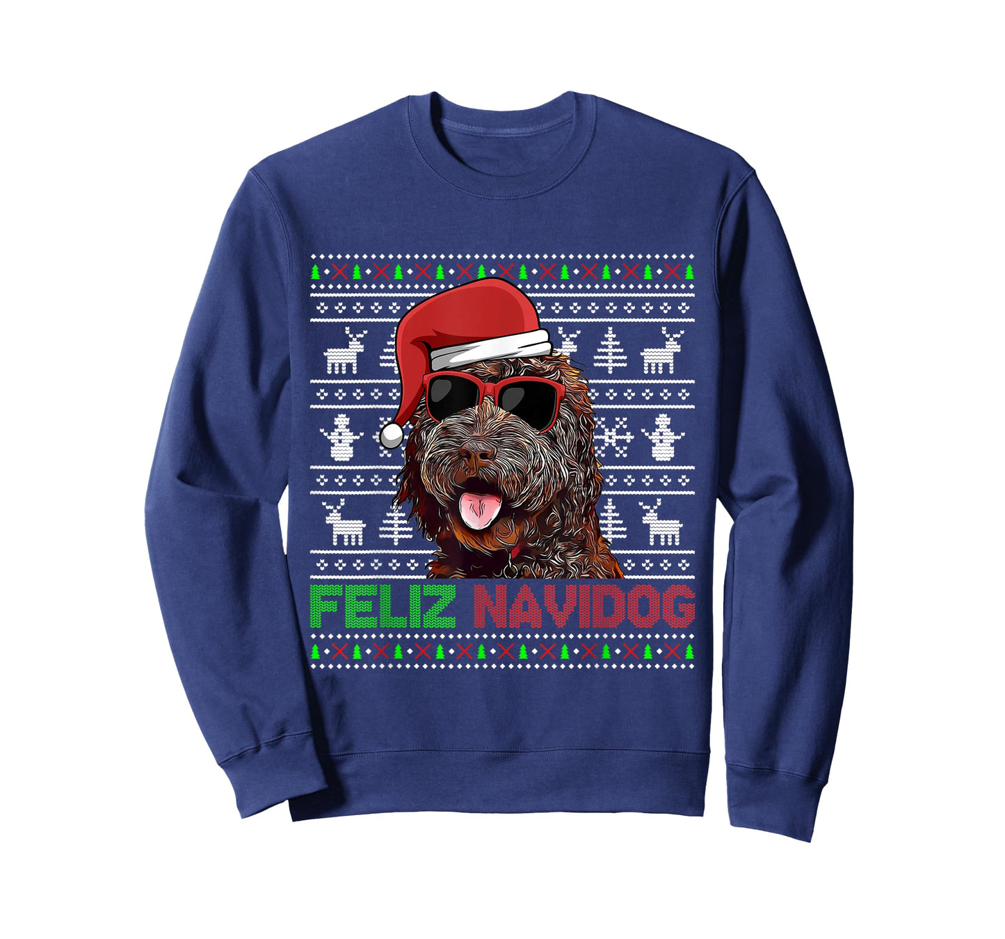 Barbet Dog Feliz Navidog Funny Christmas T-Shirt