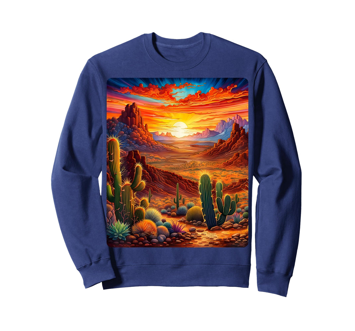 Valley Desert Sunset Sunrise Cactus Mountains Nature Clouds T-Shirt