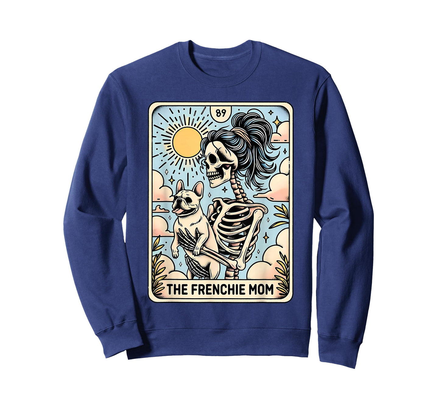 Vintage The Frenchie Mom Tarot Card Bulldog Skeleton Mothers T-Shirt