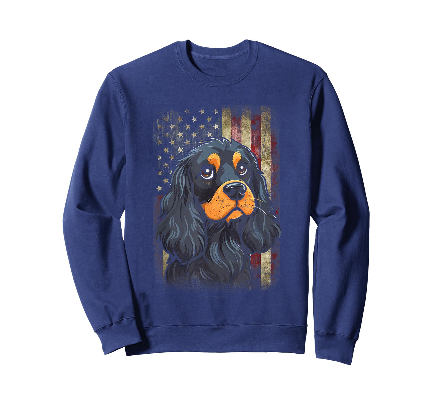 Patriotic Black And Tan Cocker Spaniel Flag USA Dog Lover Men Women T-Shirt
