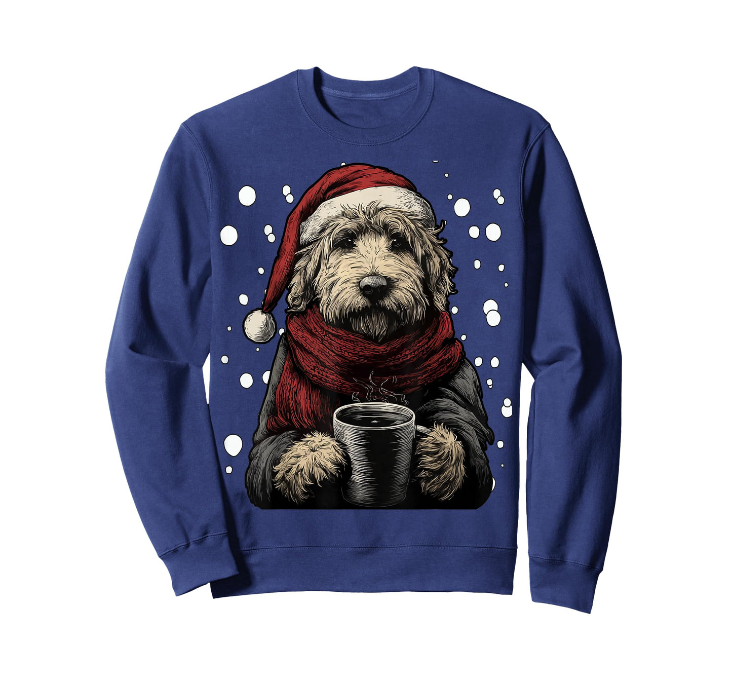 Christmas Goldendoodle Santa Hat Coffee Lover Funny Winter T-Shirt