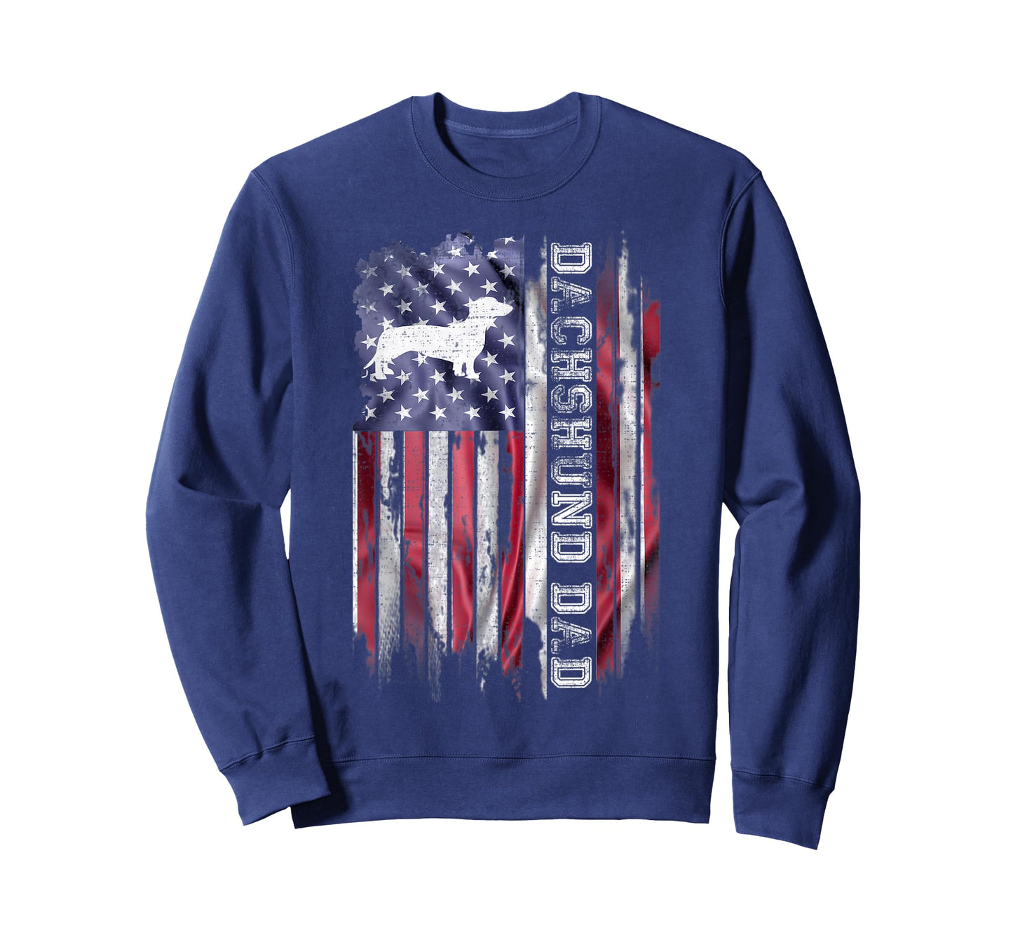 Vintage American Flag Proud Dachshund Dad Wiener Silhouette T-Shirt