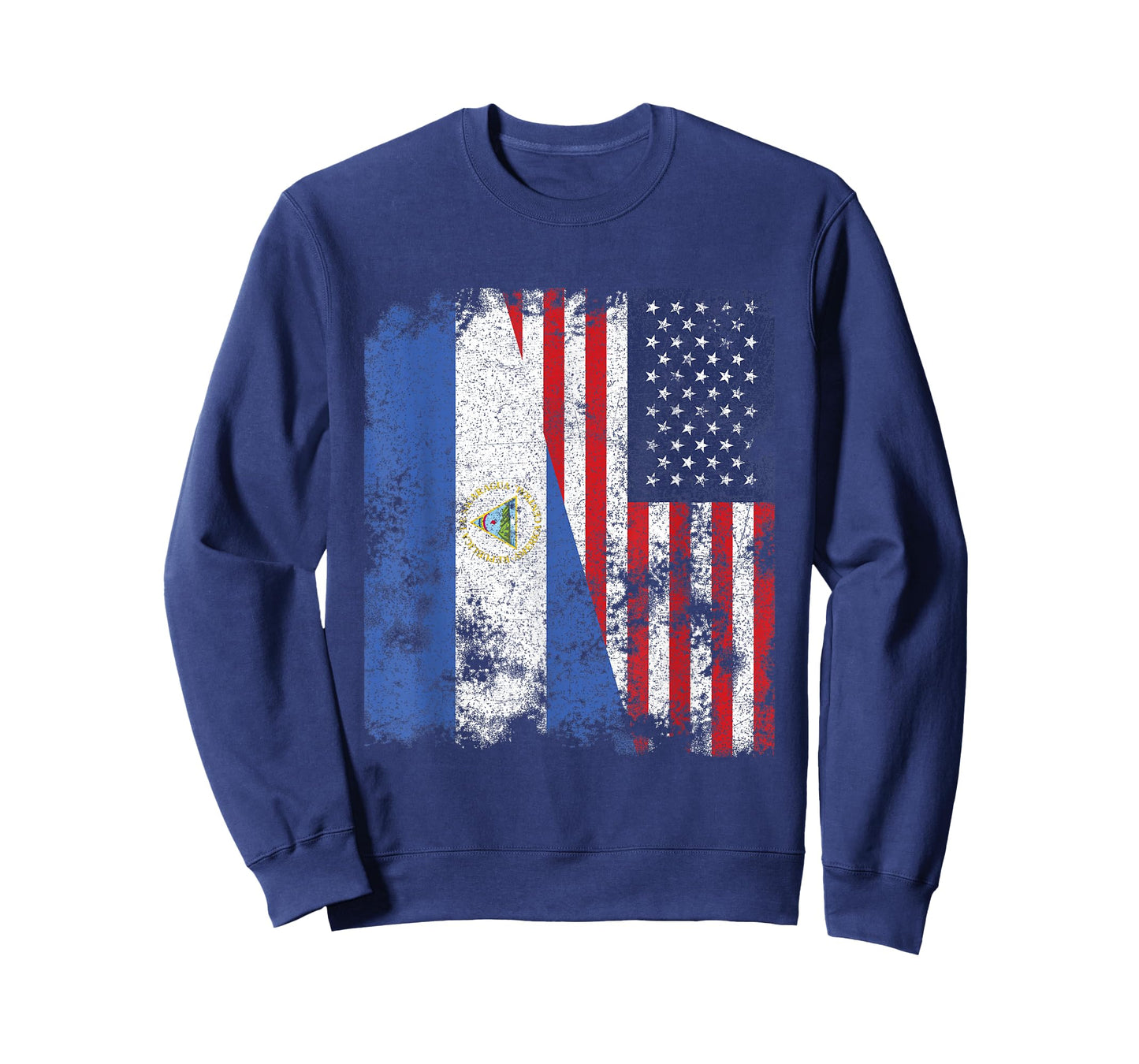 Nicaragua USA Flag Distressed - Half American T-Shirt