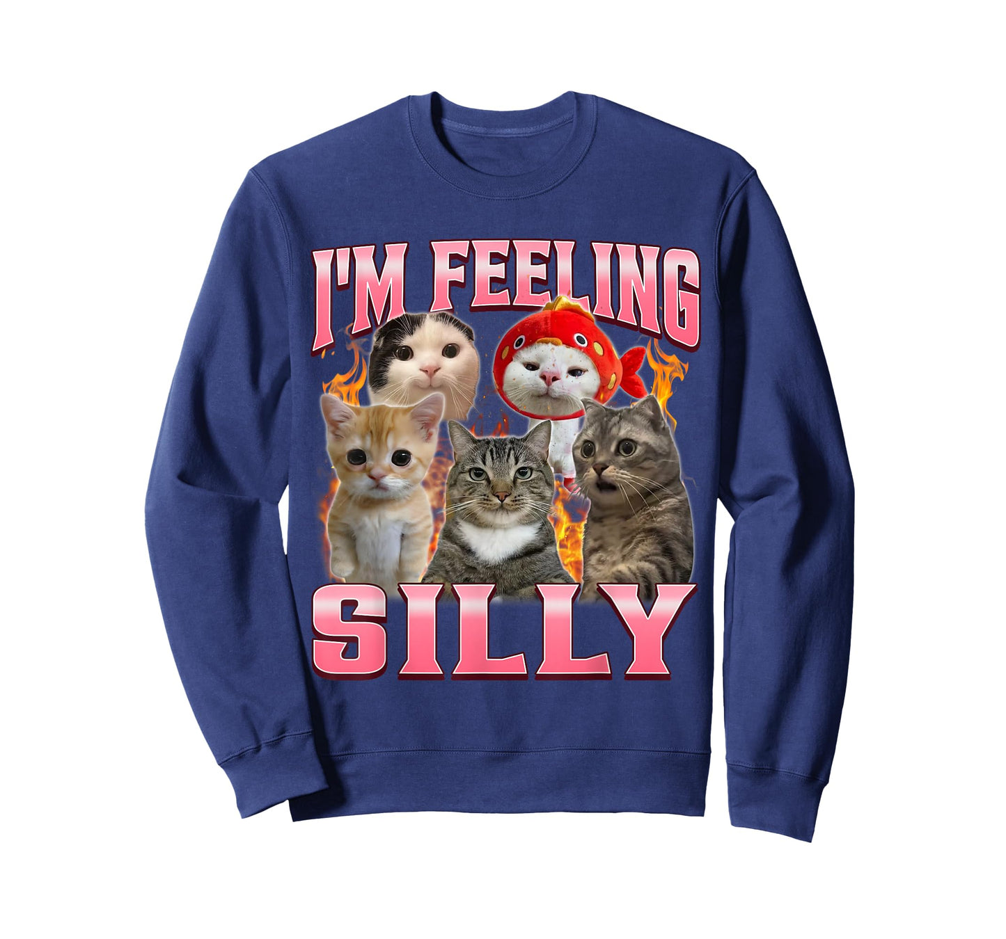 Funny I'm Feeling Silly Humor Cute Cat Meme Bootleg Graphic T-Shirt