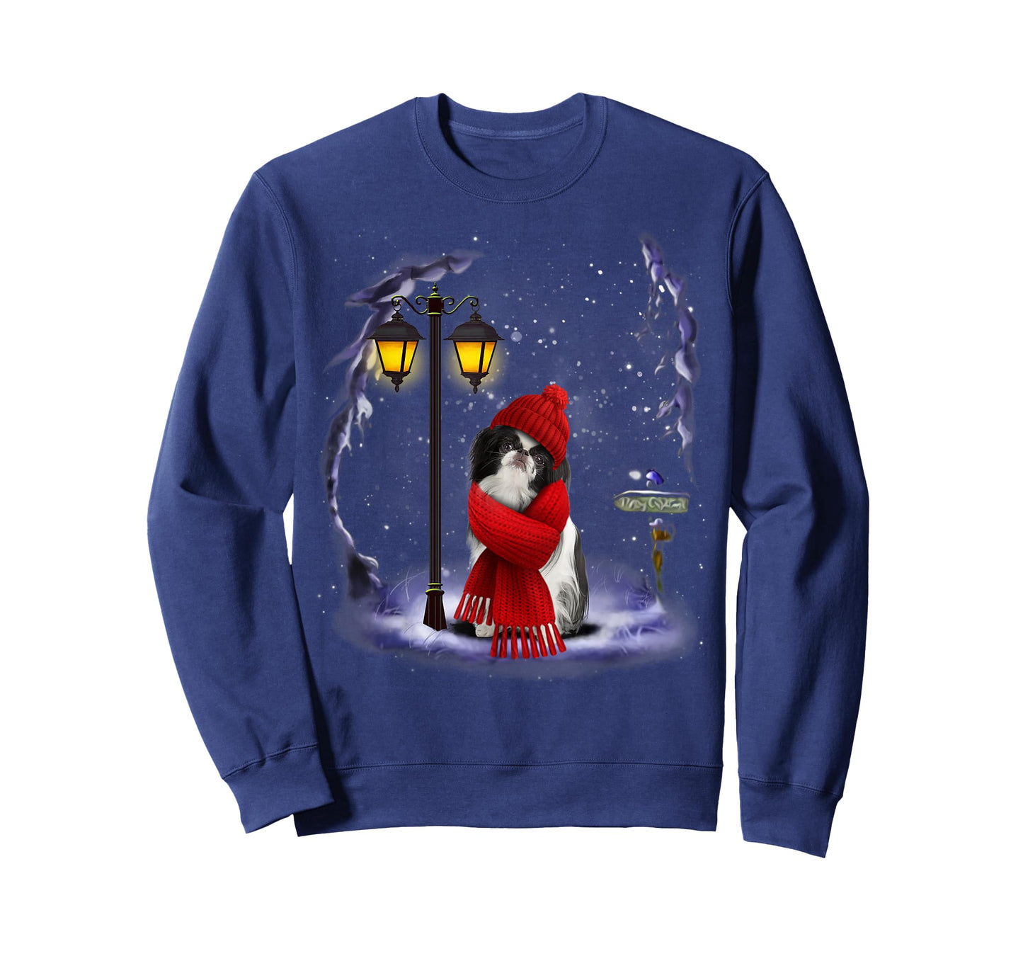 Japanese Chin Santa Snow Christmas Light Winter Pajama T-Shirt