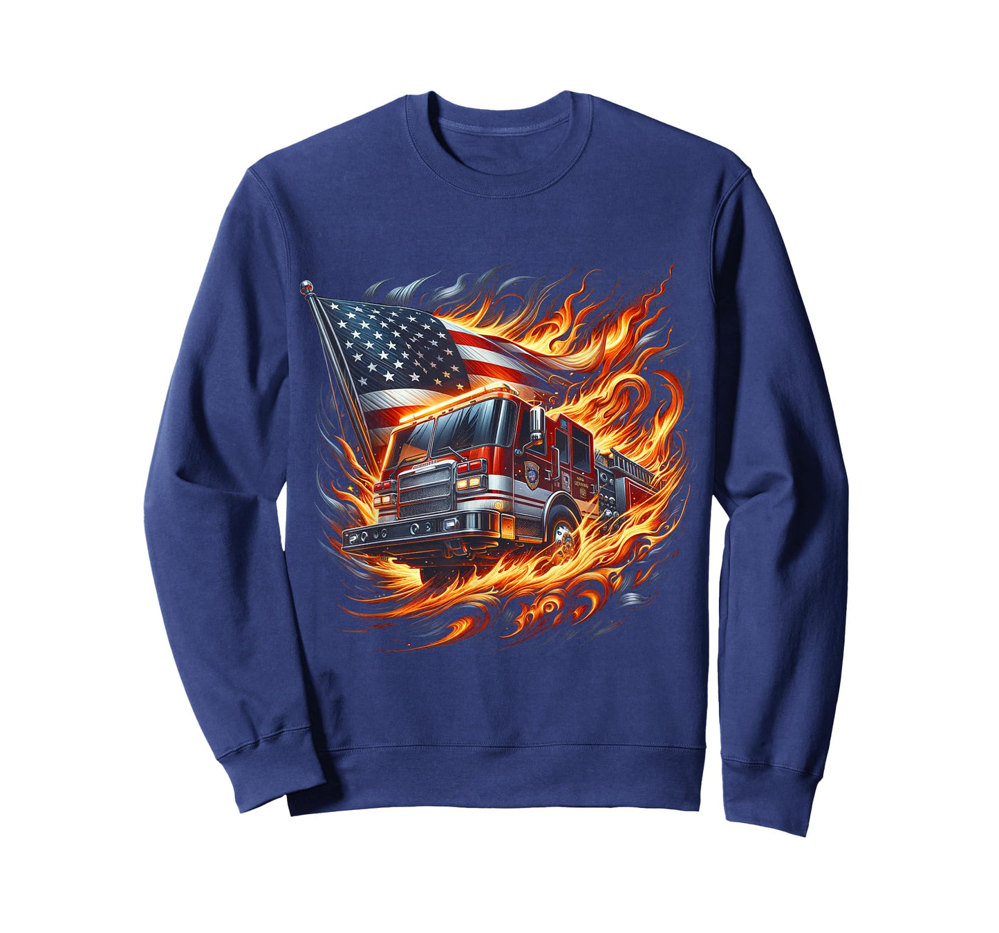 Firefighter Patriotic Fire Truck Fireman American Flag T-Shirt