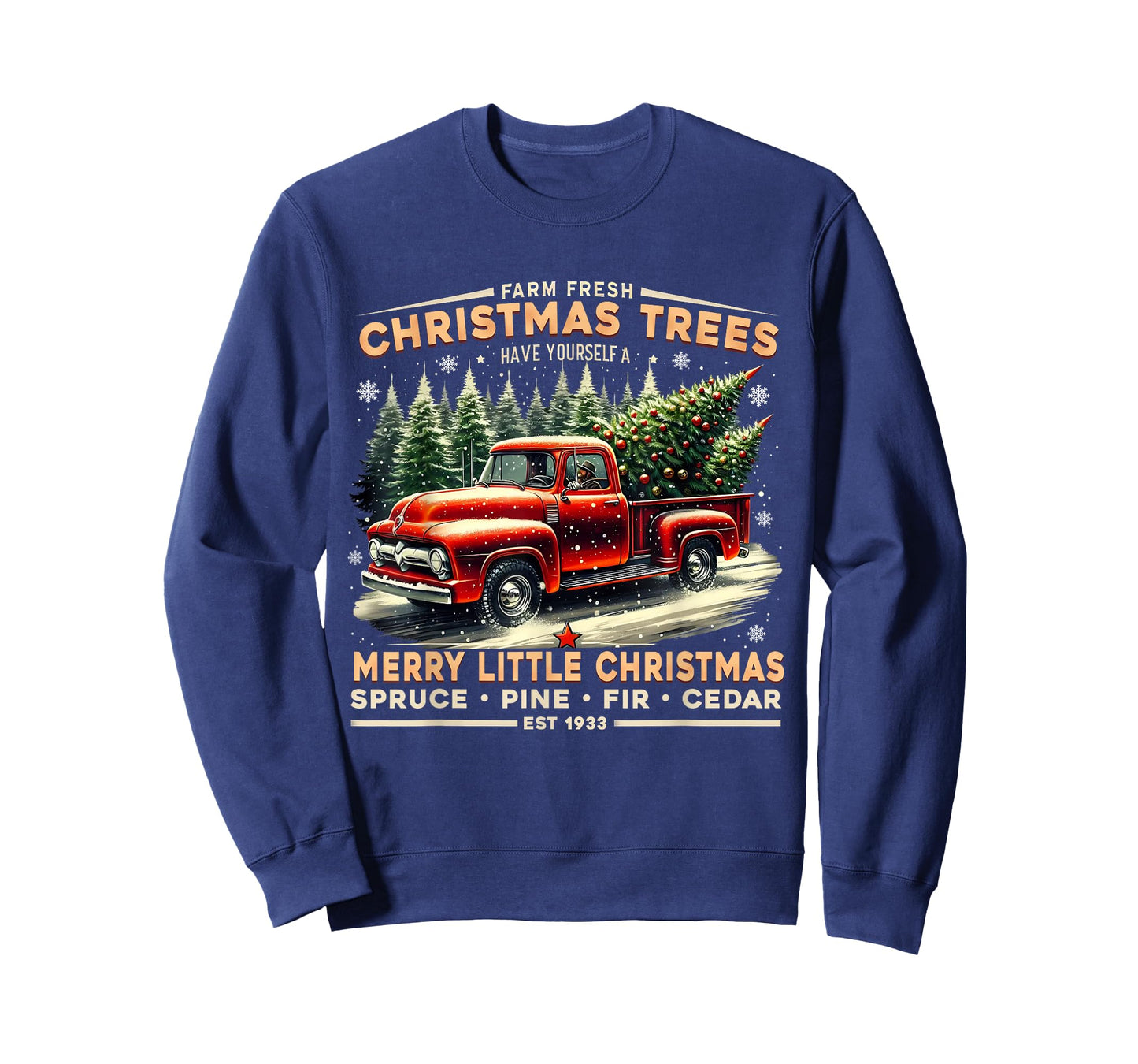 Farm Fresh Christmas Trees Vintage Truck Design T-Shirt