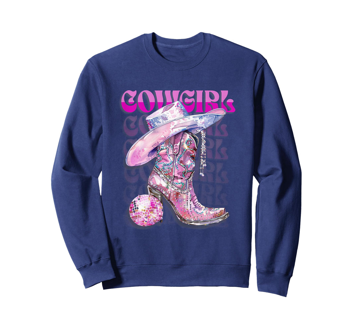 Pink Cowgirl Boots Disco Western Country Cow Girl Coastal T-Shirt