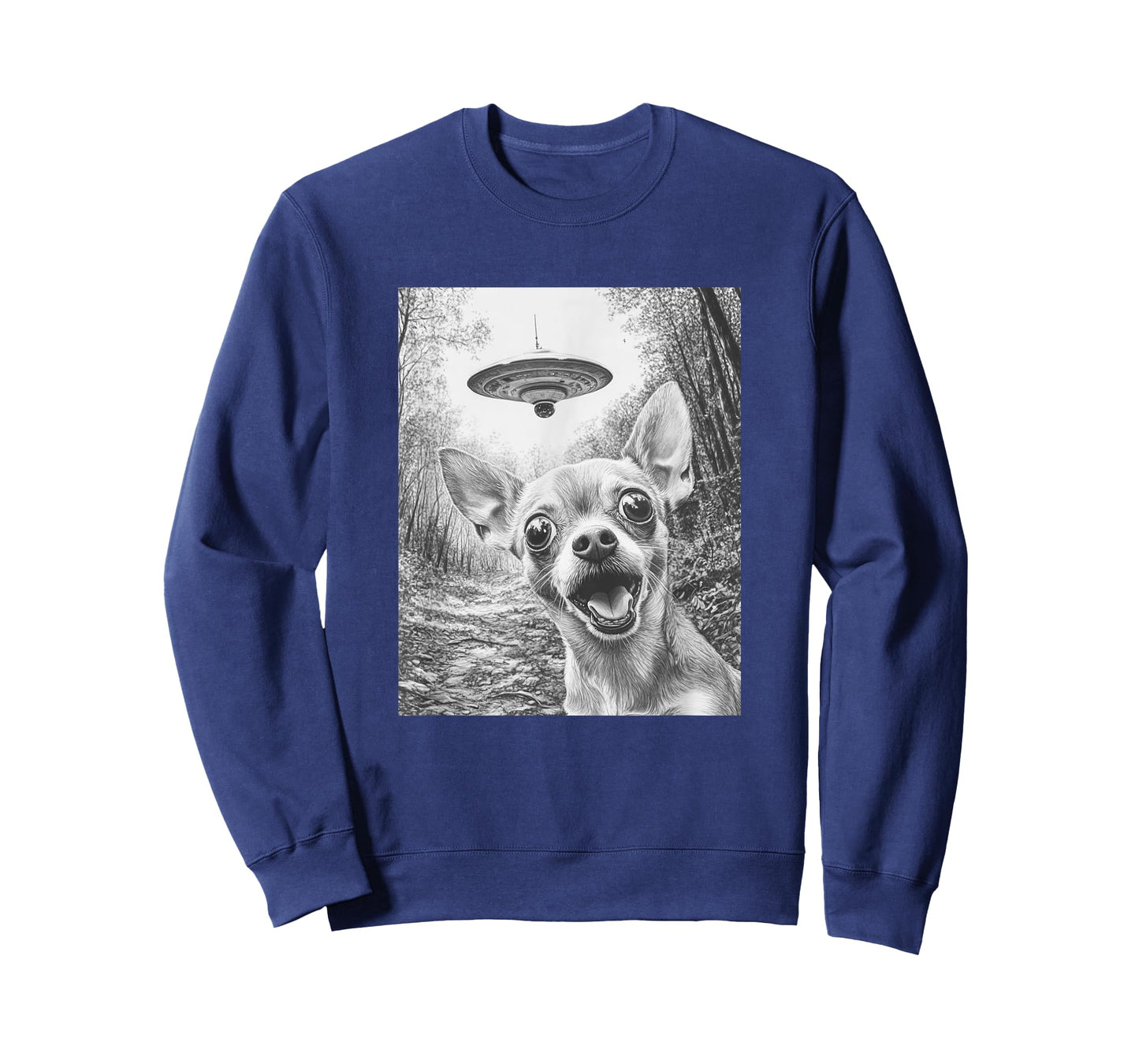 Funny Alien Chihuahua Selfie with UFO T-Shirt