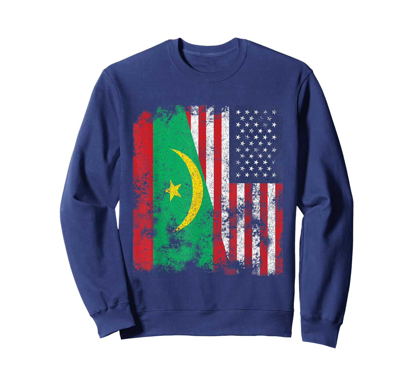 Mauritania USA Flag Distressed - Half American Women Kids Men T-Shirt