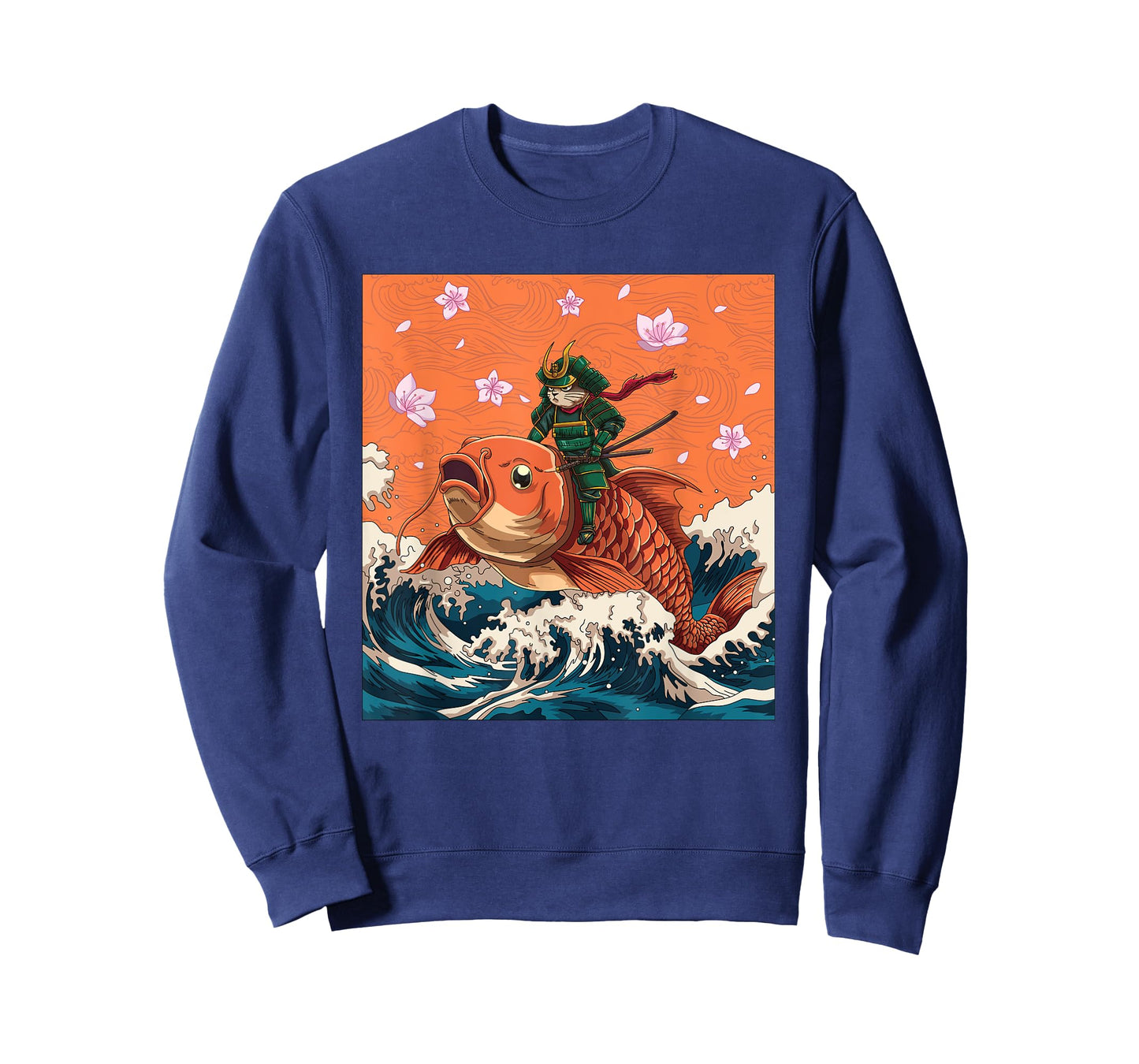 Vintage Japanese Samurai Neko Cat & Koi Fish | Ukiyo-e Style Men Women T-Shirt