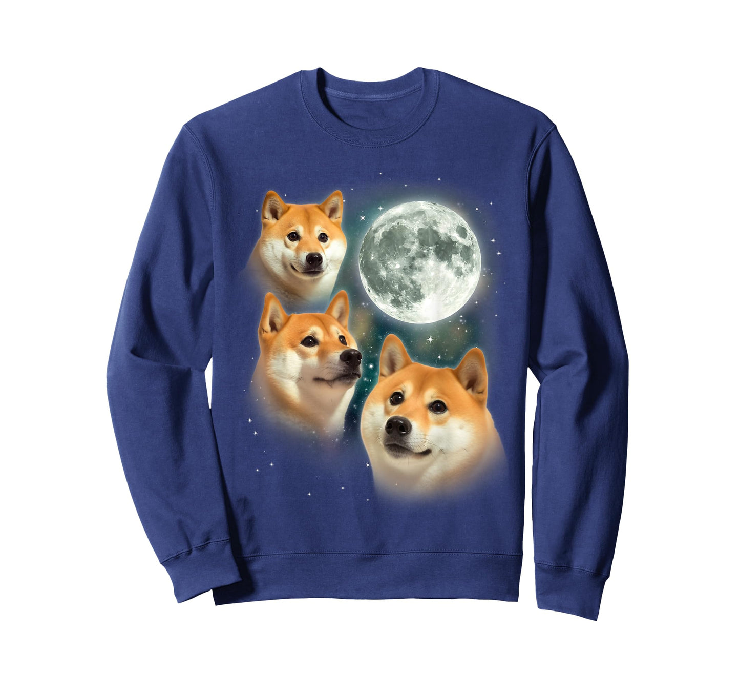 Three Shiba Inu Moon | 3 Doge Funny Cute Dog Meme Parody T-Shirt