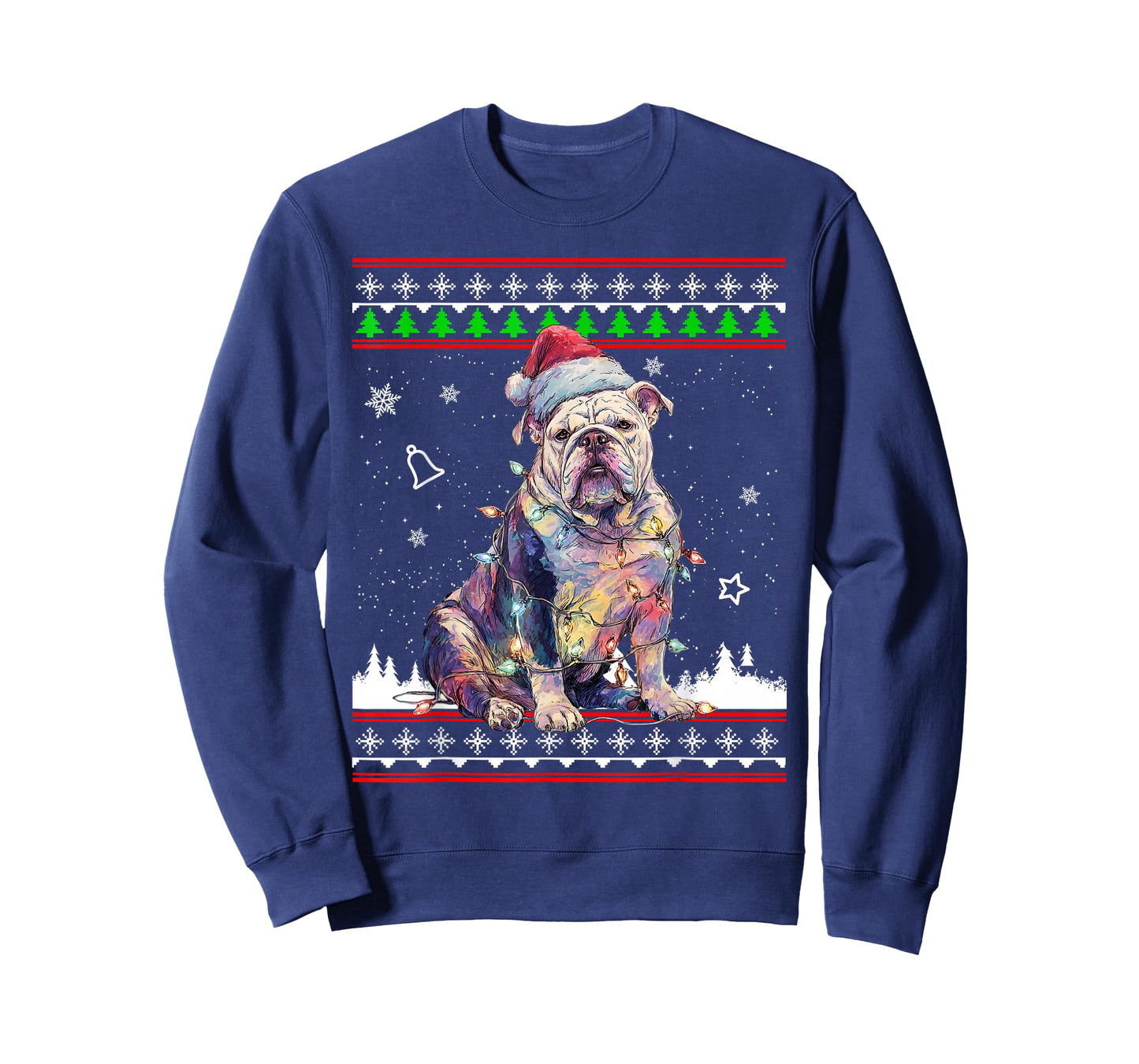 English Bulldog Christmas Ugly Sweater Funny Dog Xmas T-Shirt