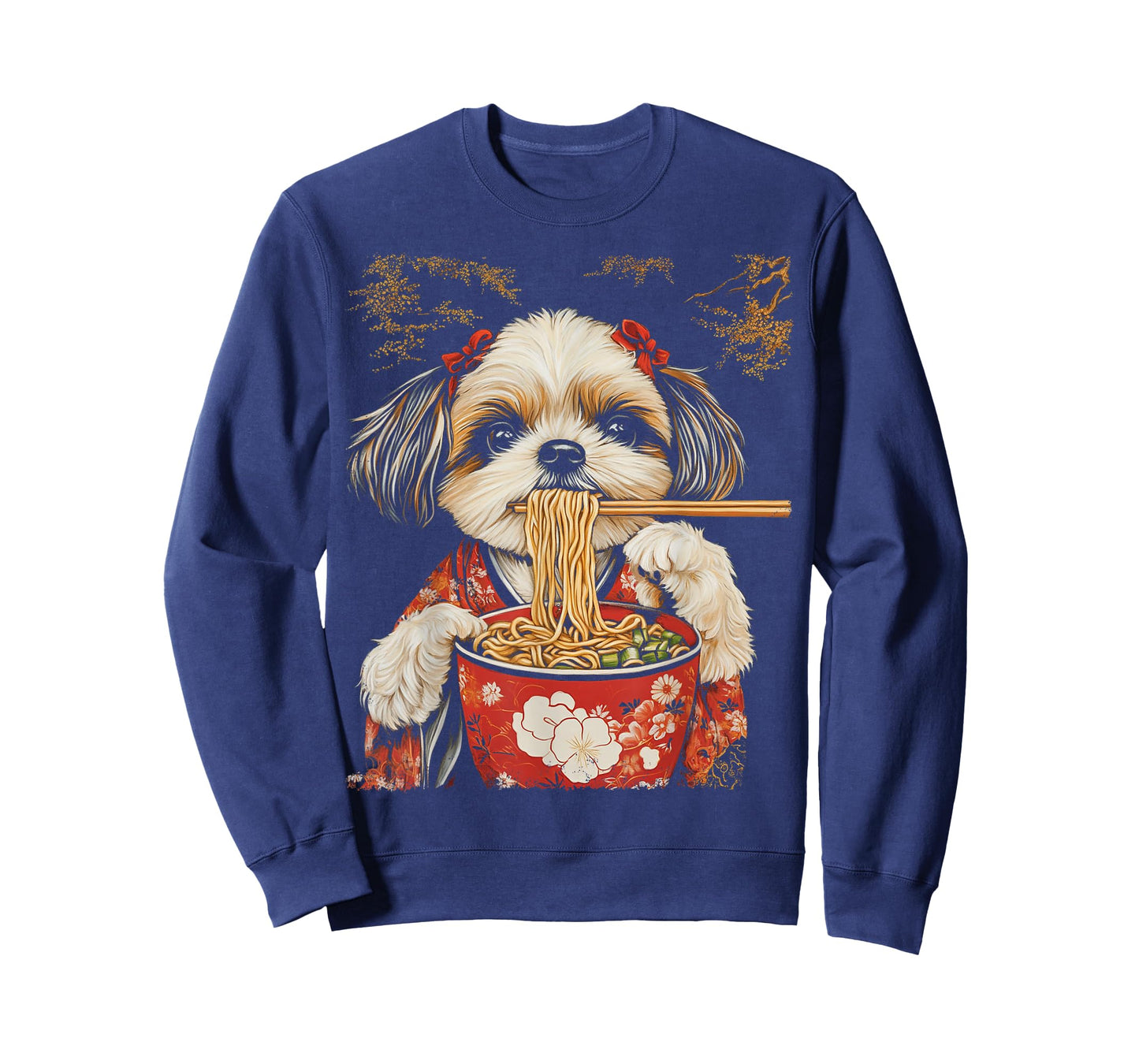 Japanese Art Shih Tzu Dog Eating Ramen T-Shirt