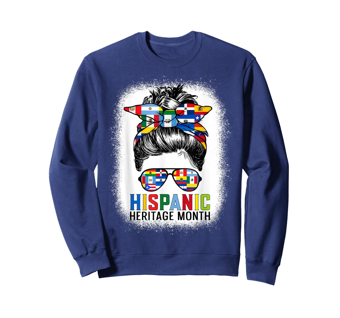 Hispanic Heritage Month Flags - Messy Bun Hispanic Women T-Shirt